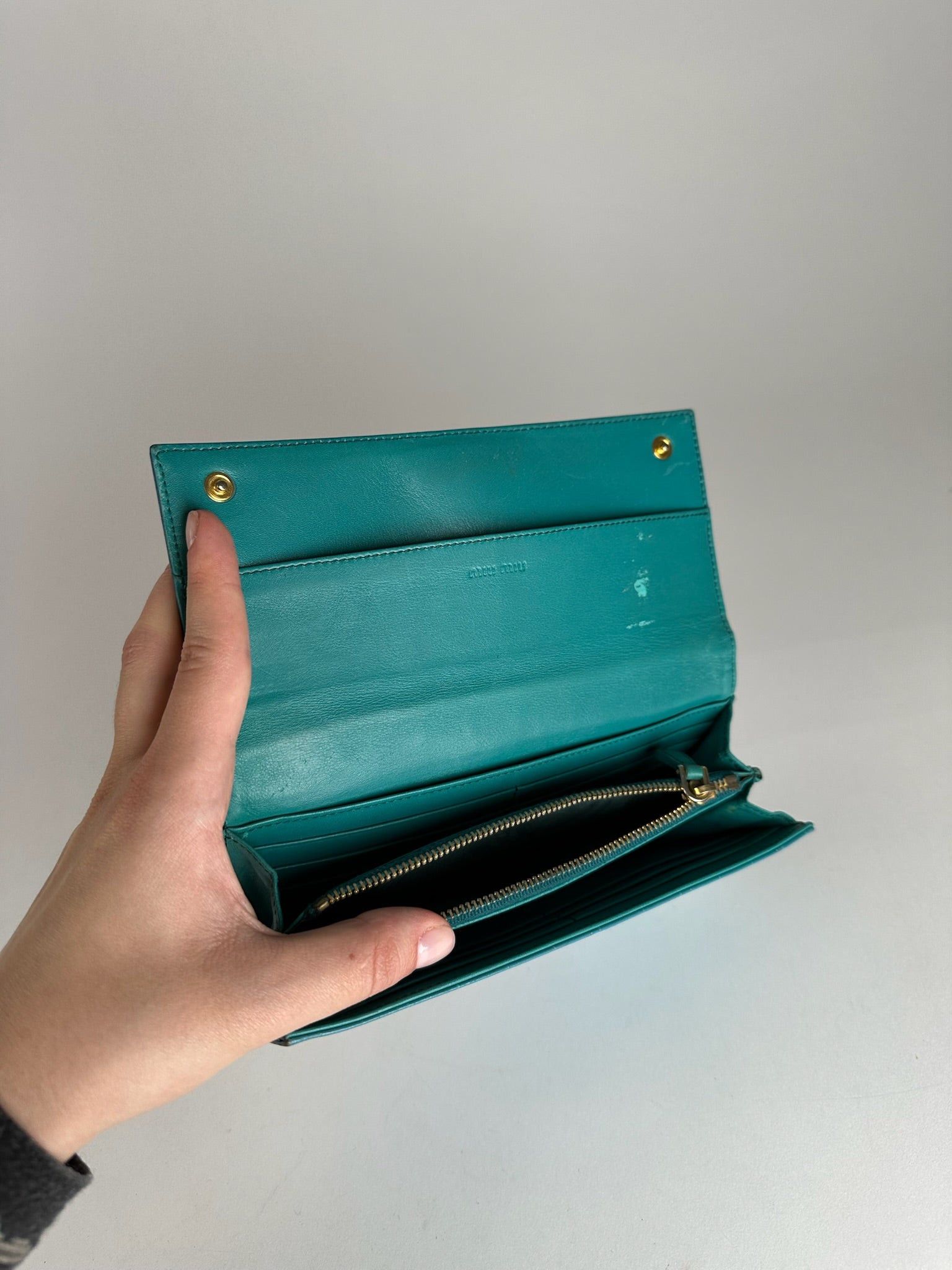 Miu Miu Vintage Leather Wallet Blue Size ONE SIZE - 9 Thumbnail