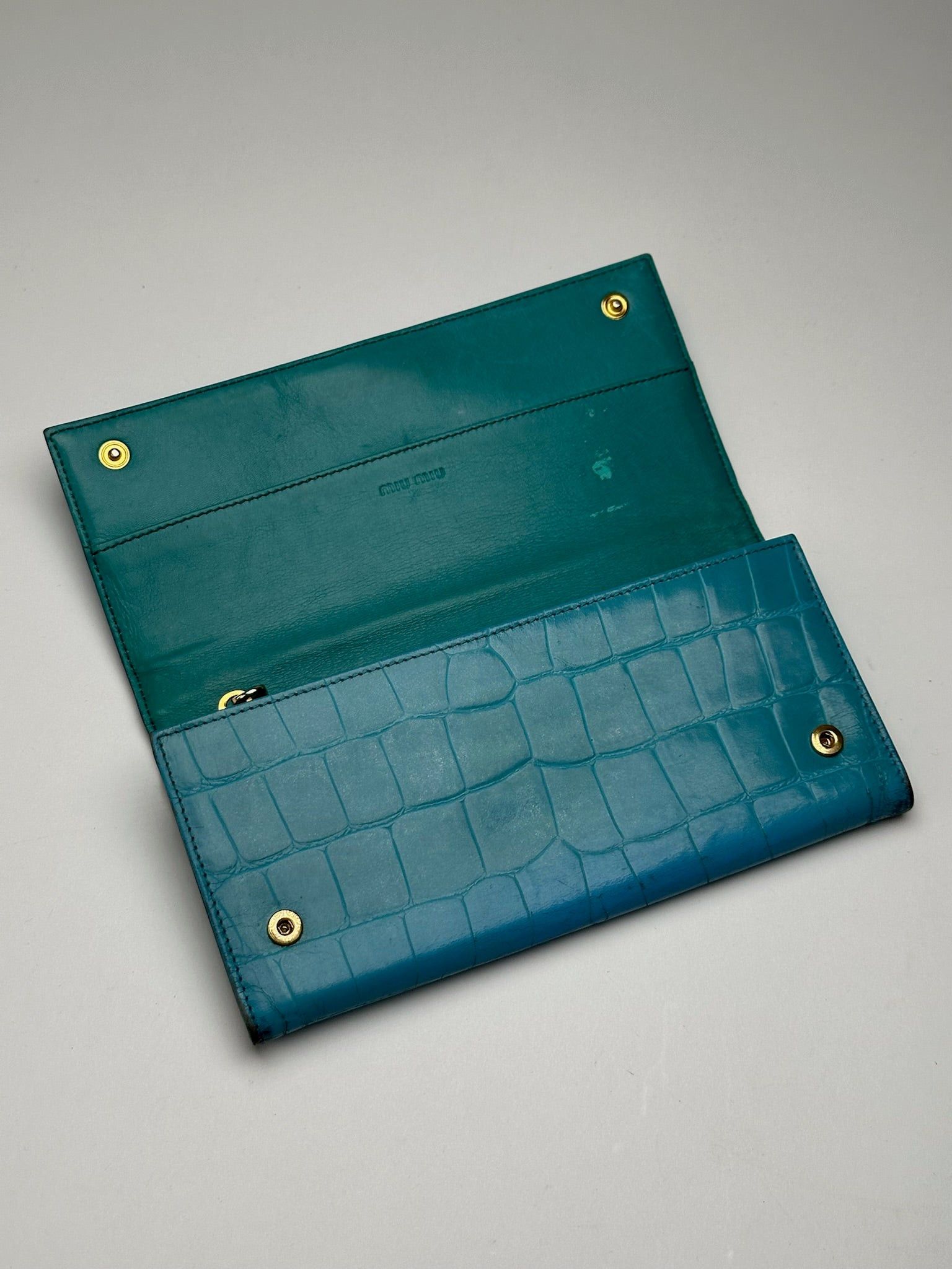 Miu Miu Vintage Leather Wallet Blue Size ONE SIZE - 3 Thumbnail