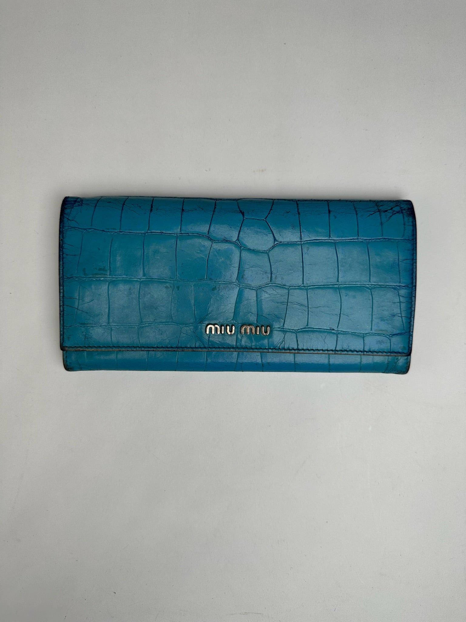 Miu Miu Vintage Leather Wallet Blue Size ONE SIZE - 8 Thumbnail