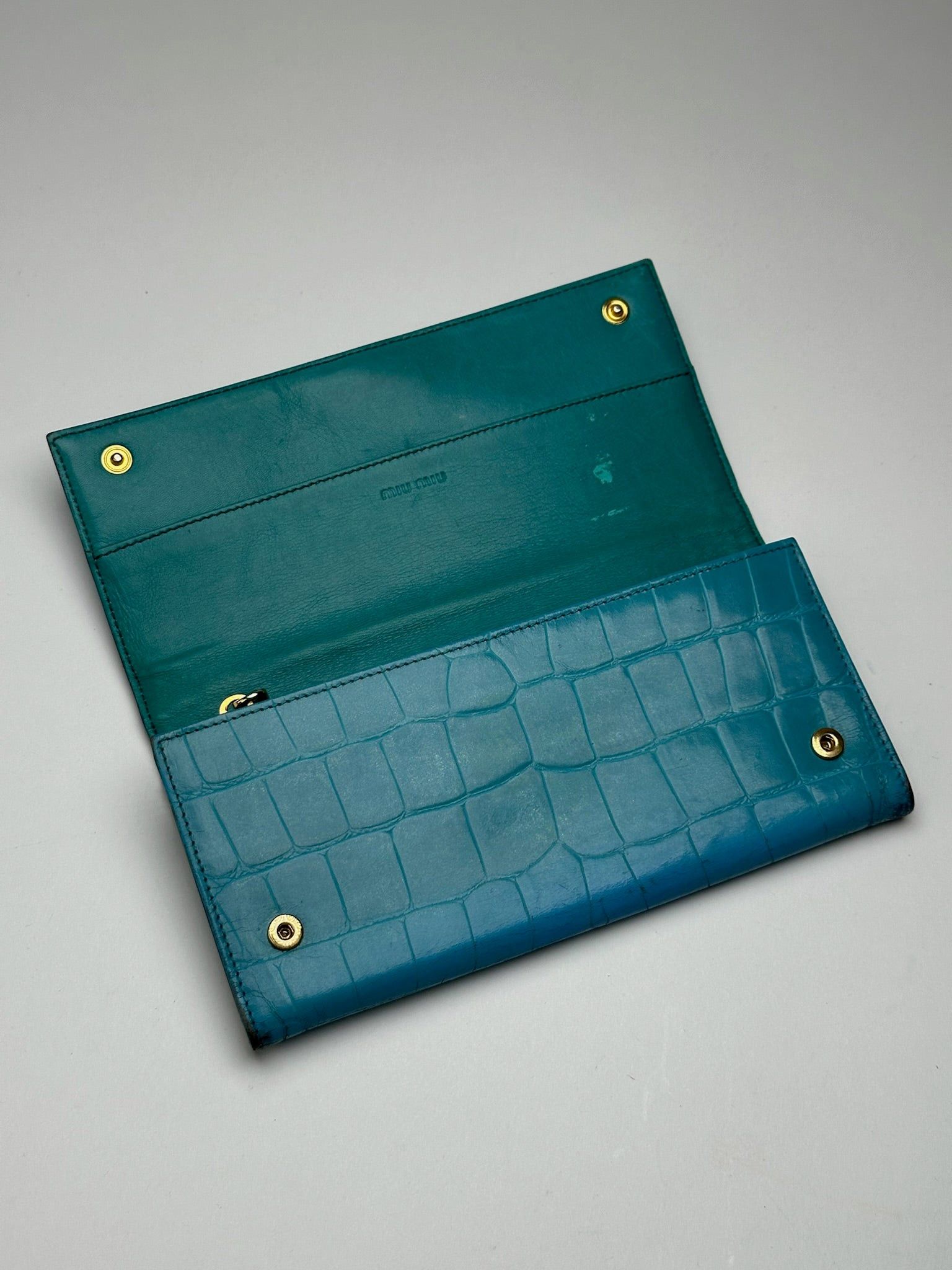 Miu Miu Vintage Leather Wallet Blue Size ONE SIZE - 10 Thumbnail