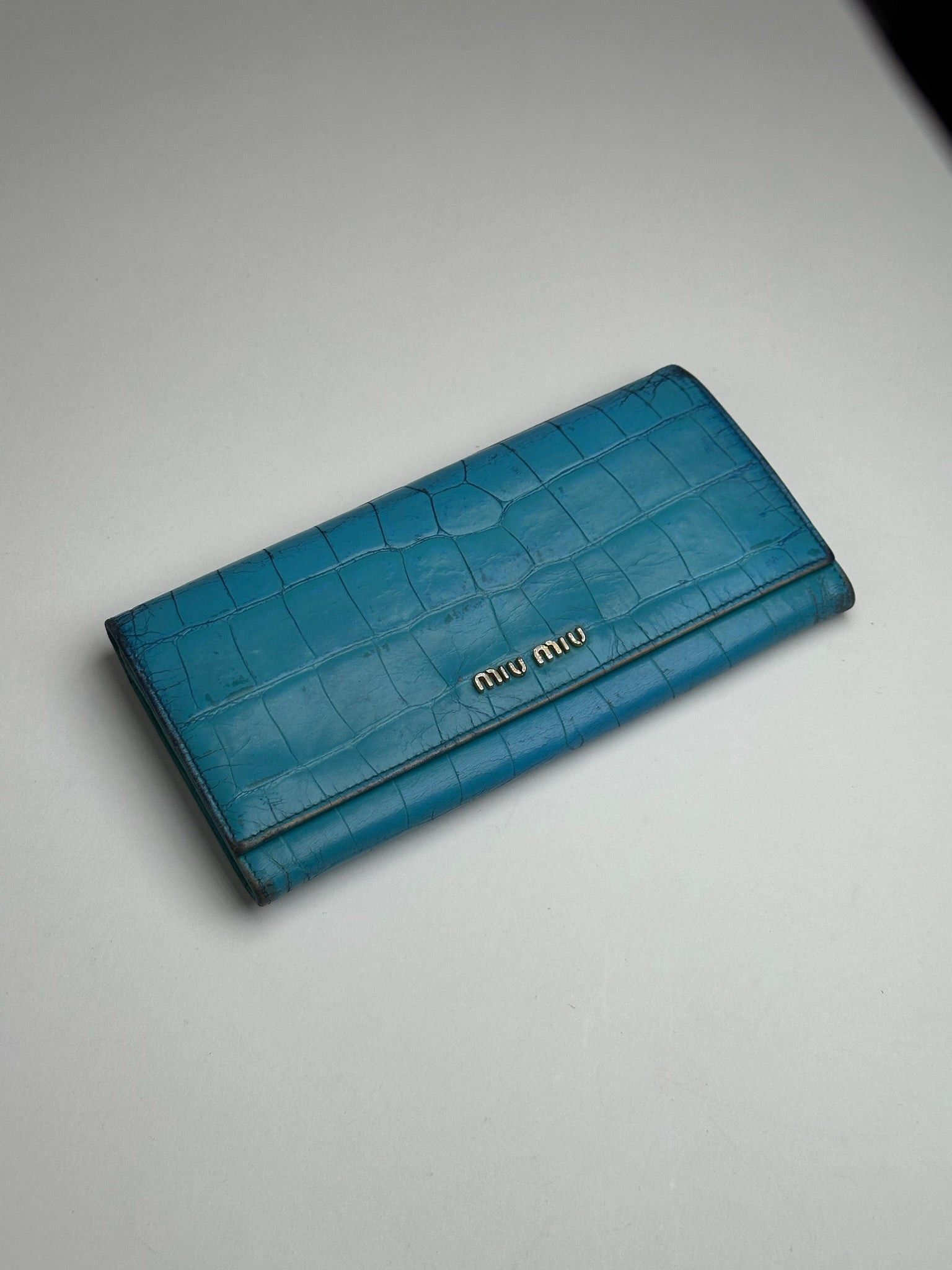 Miu Miu Vintage Leather Wallet Blue Size ONE SIZE - 11 Thumbnail