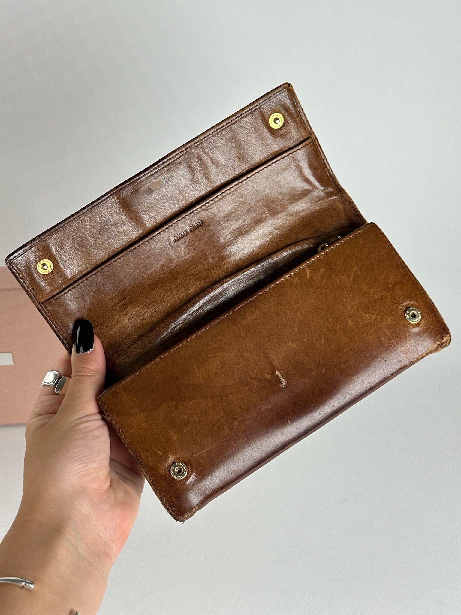 Miu Miu Vintage Leather wallet brown Size ONE SIZE - 8 Thumbnail