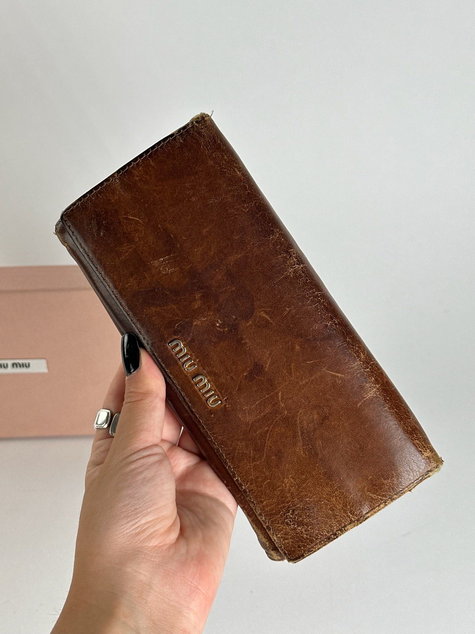 Miu Miu Vintage Leather wallet brown Size ONE SIZE - 9 Thumbnail