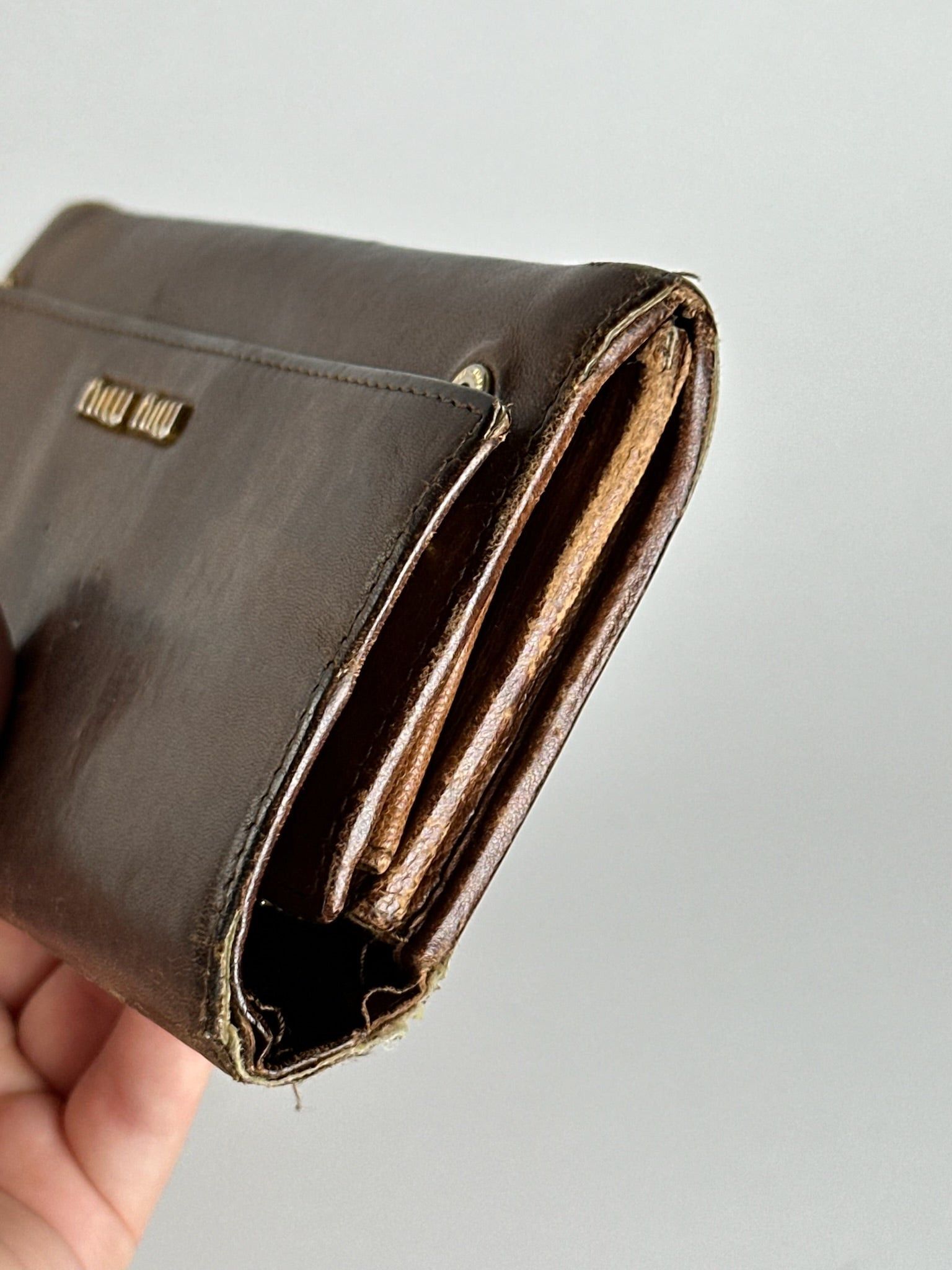 Miu Miu Vintage Leather wallet brown Size ONE SIZE - 7 Thumbnail