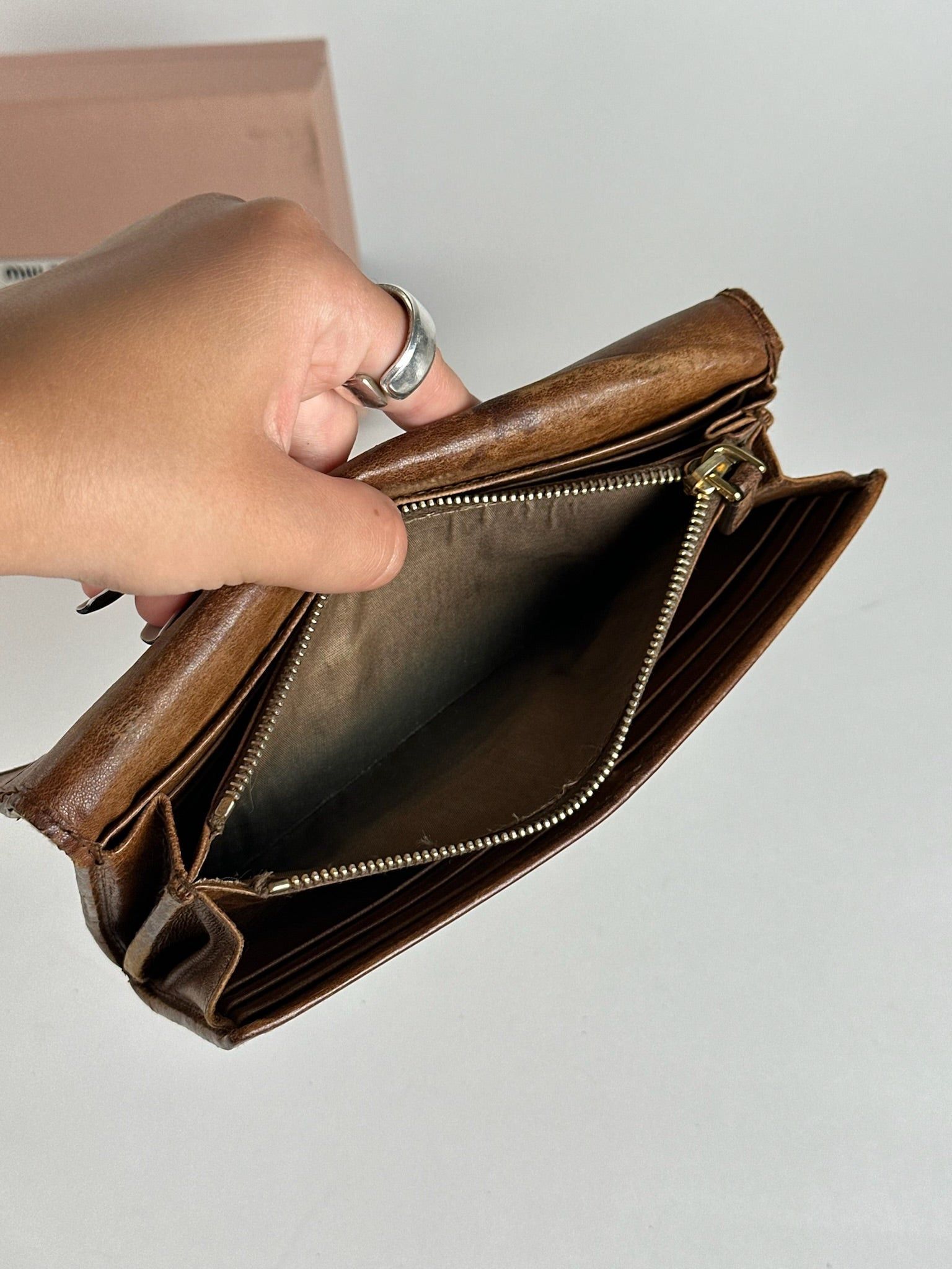 Miu Miu Vintage Leather wallet brown Size ONE SIZE - 4 Thumbnail