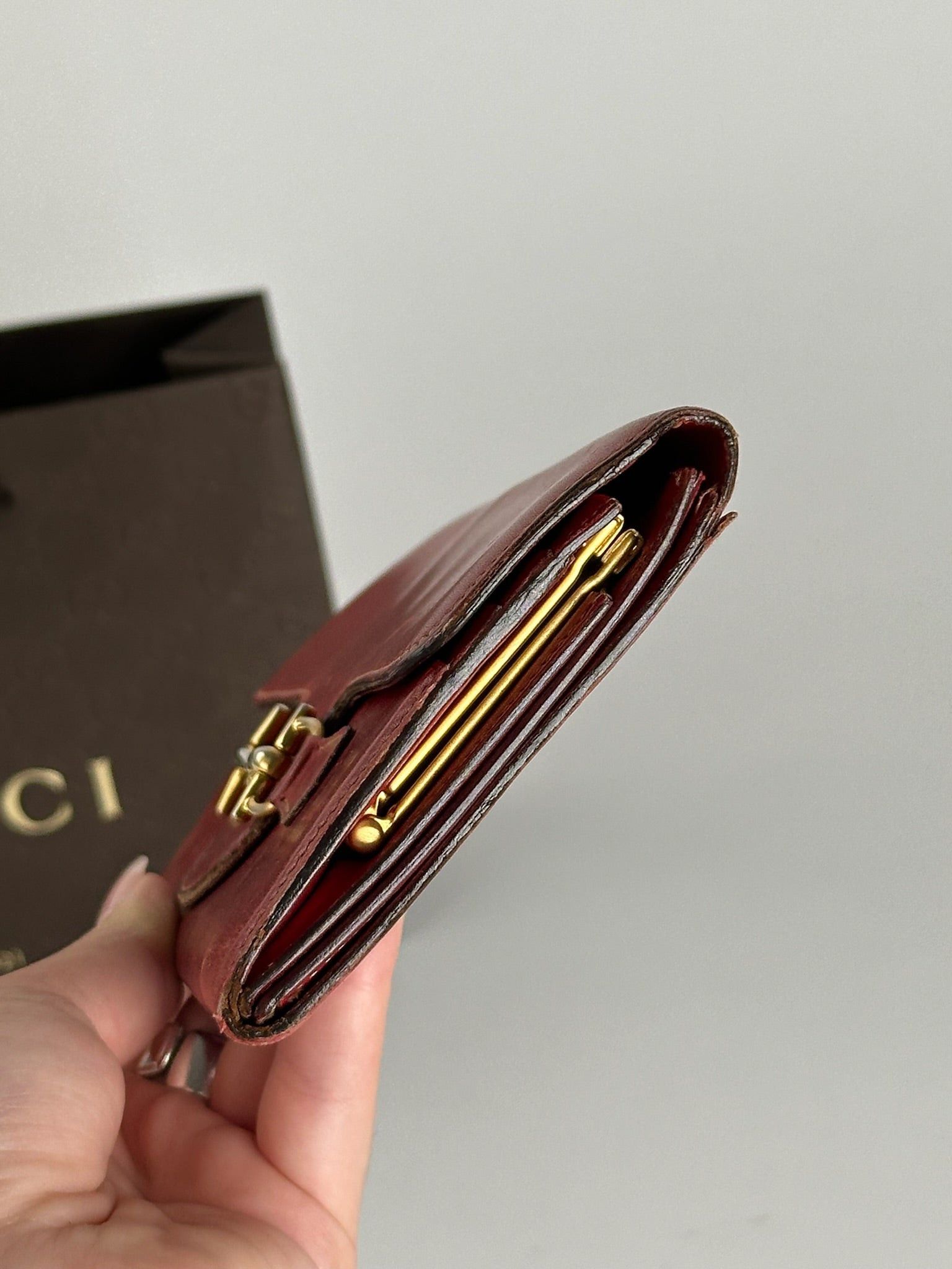 Gucci Vintage Leather Horsebit Wallet red Size ONE SIZE - 10 Thumbnail