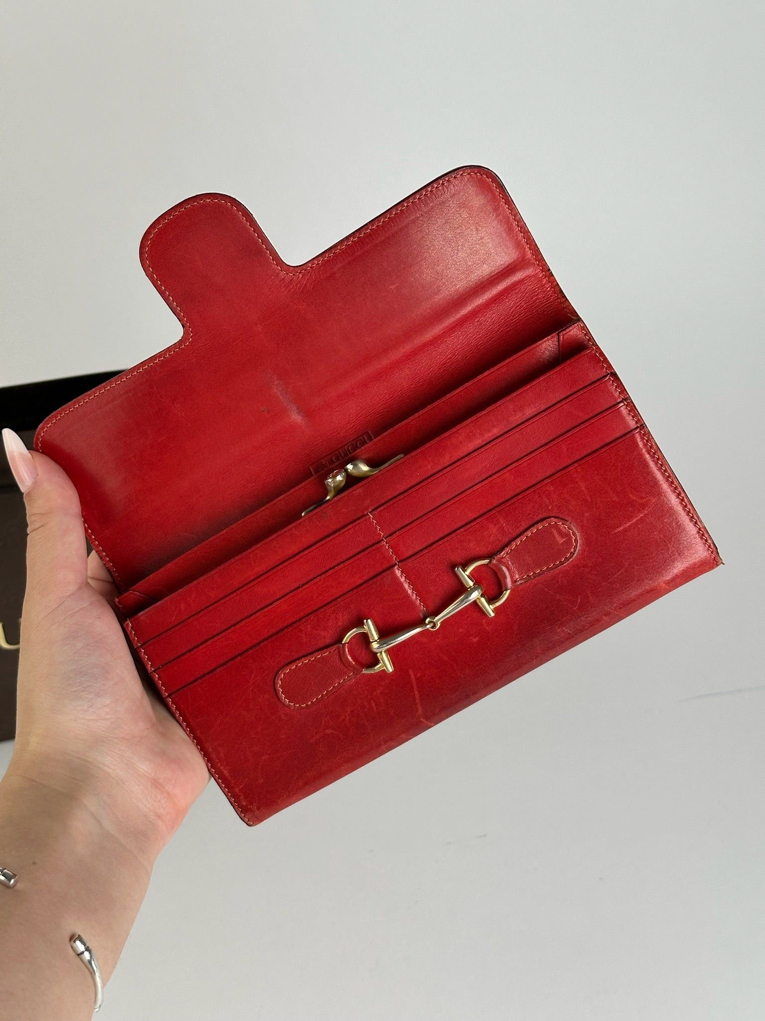 Gucci Vintage Leather Horsebit Wallet red Size ONE SIZE - 8 Thumbnail