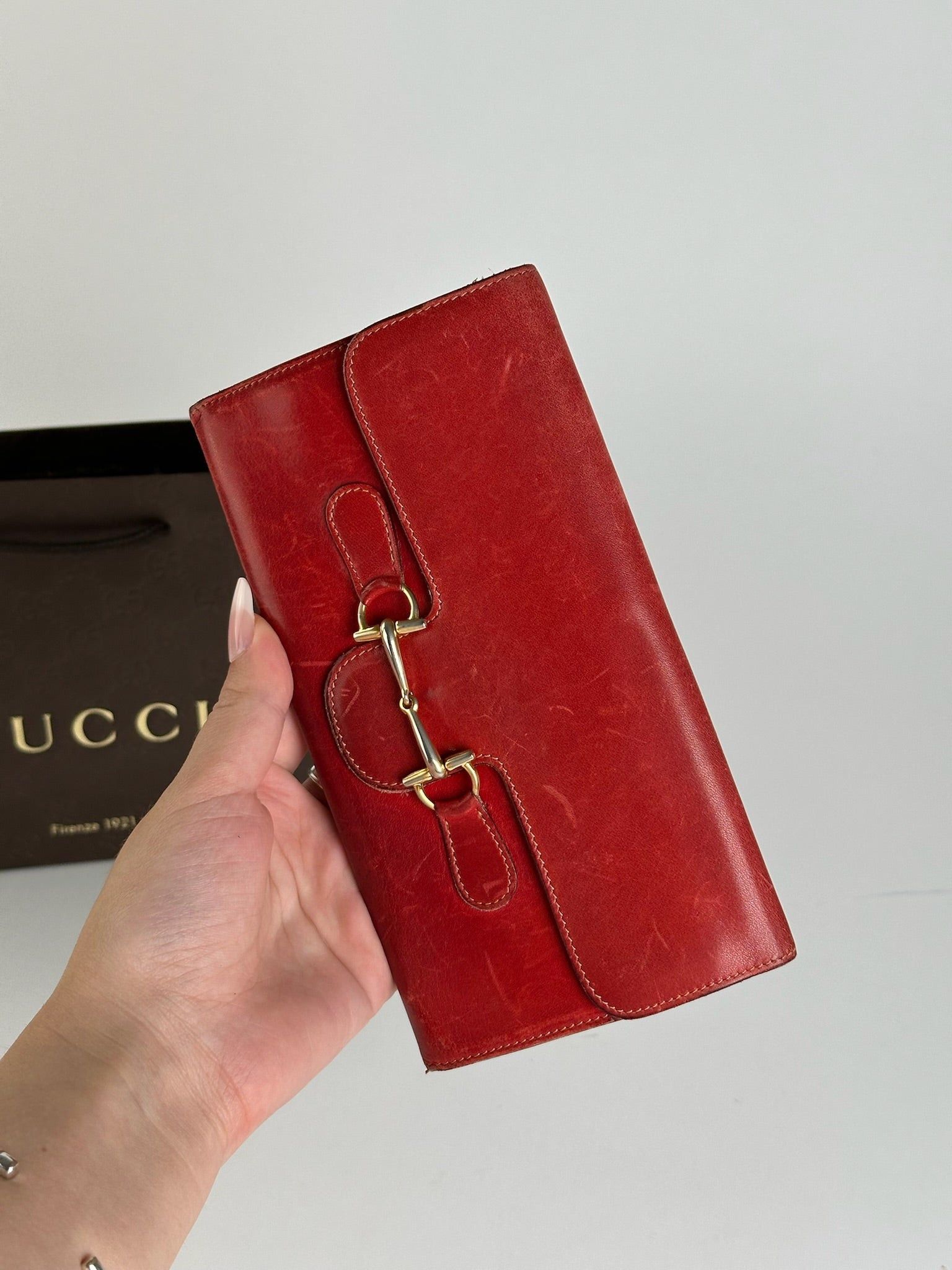 Gucci Vintage Leather Horsebit Wallet red Size ONE SIZE - 4 Thumbnail