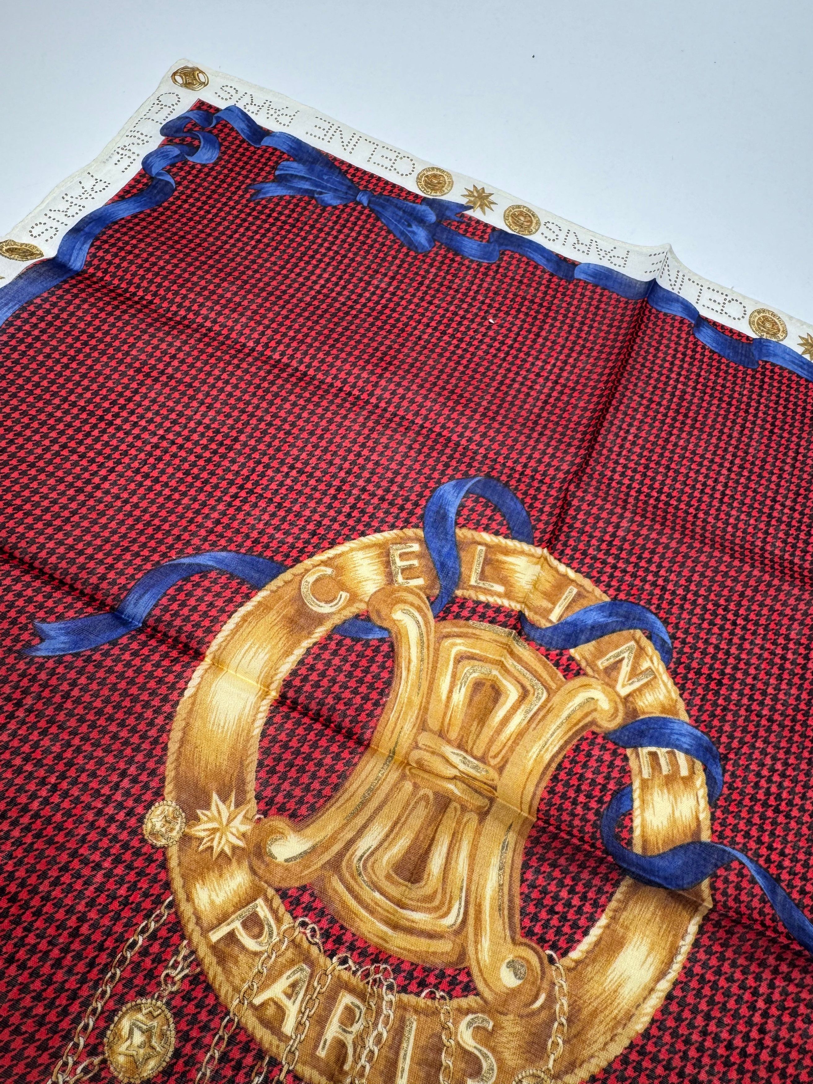 Celine Vintage Paris Scarf Triomphe Red Size ONE SIZE - 6 Thumbnail