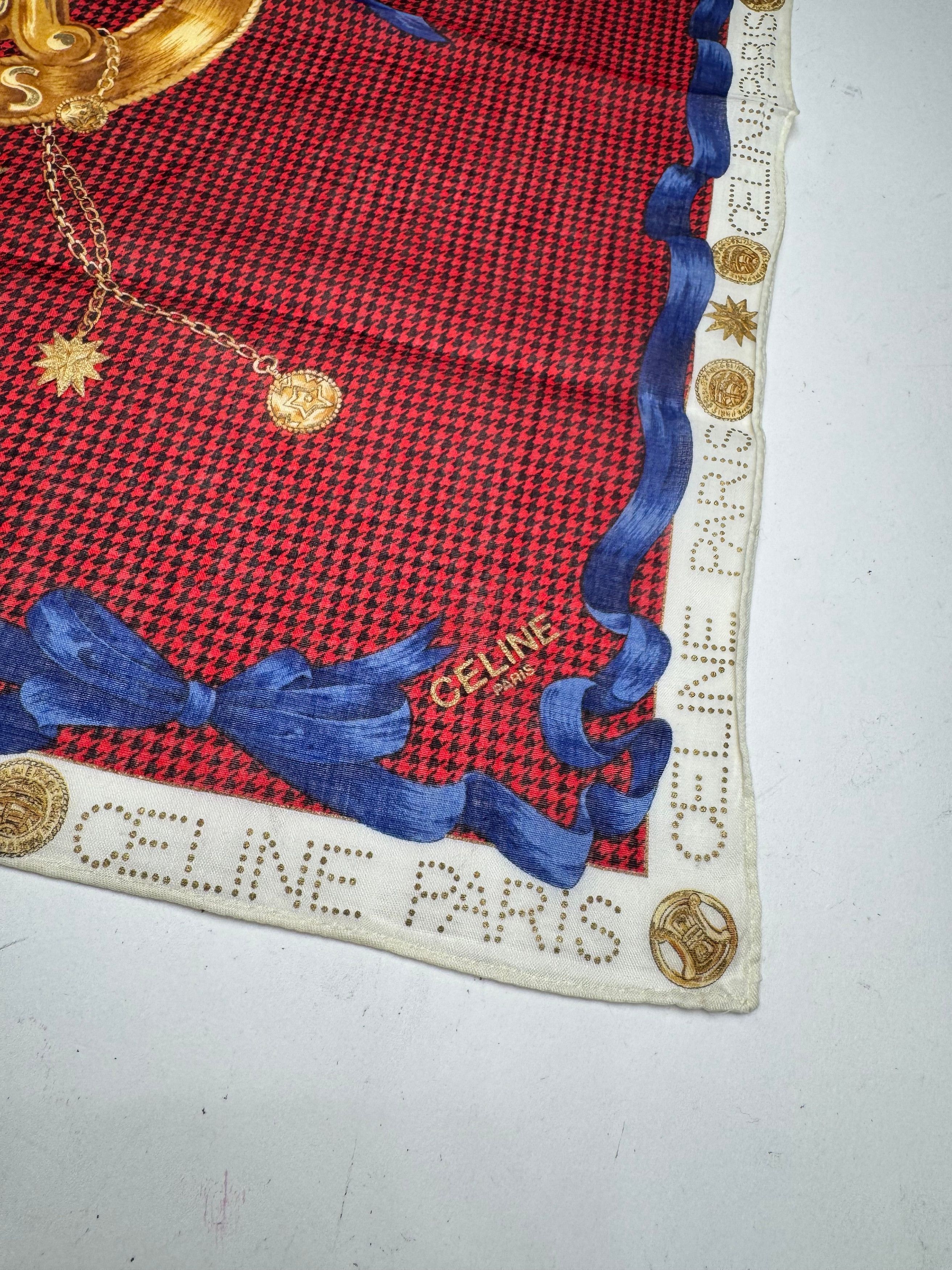 Celine Vintage Paris Scarf Triomphe Red Size ONE SIZE - 3 Thumbnail