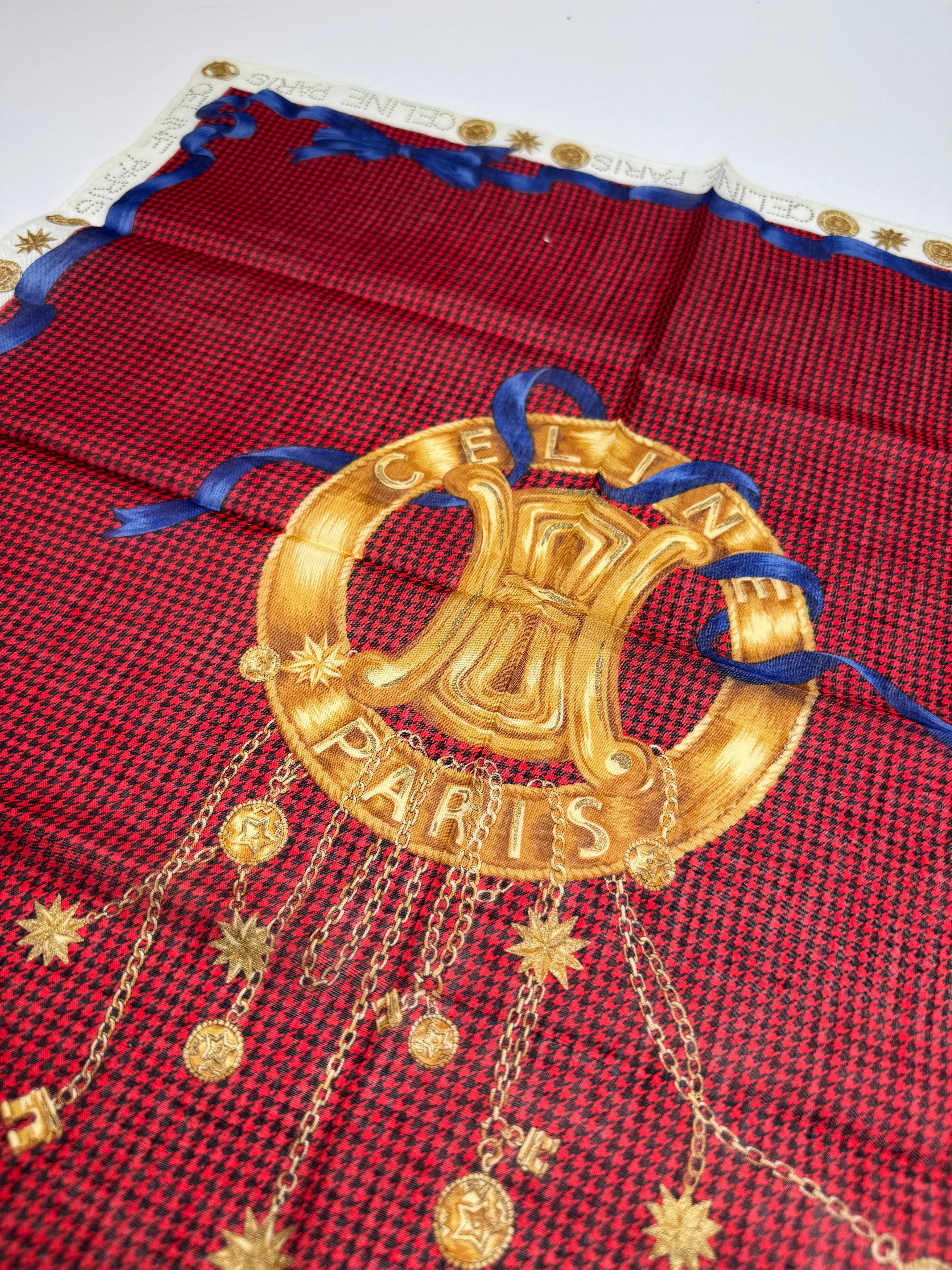 Celine Vintage Paris Scarf Triomphe Red Size ONE SIZE - 2 Thumbnail