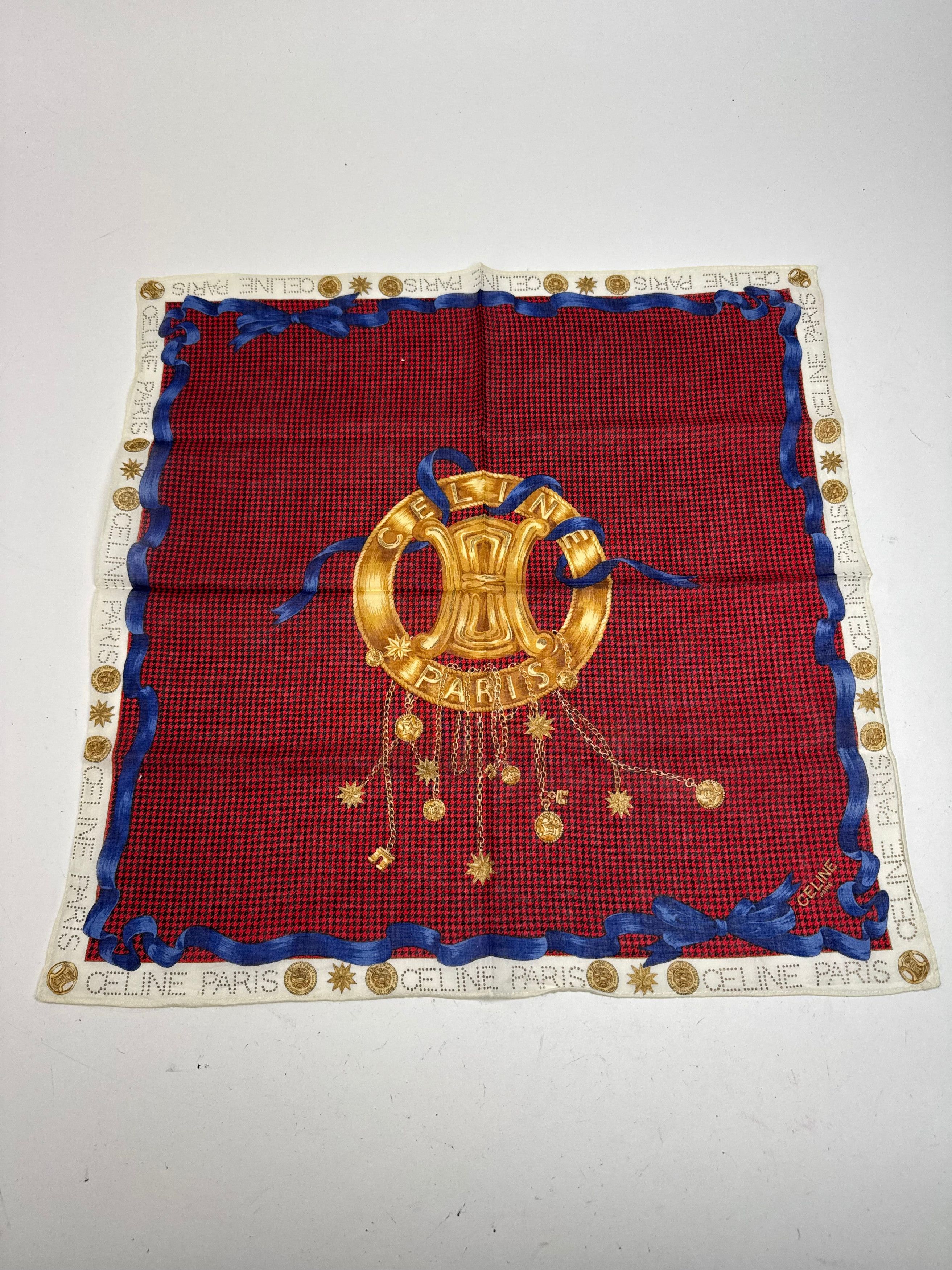 Celine Vintage Paris Scarf Triomphe Red Size ONE SIZE - 9 Thumbnail