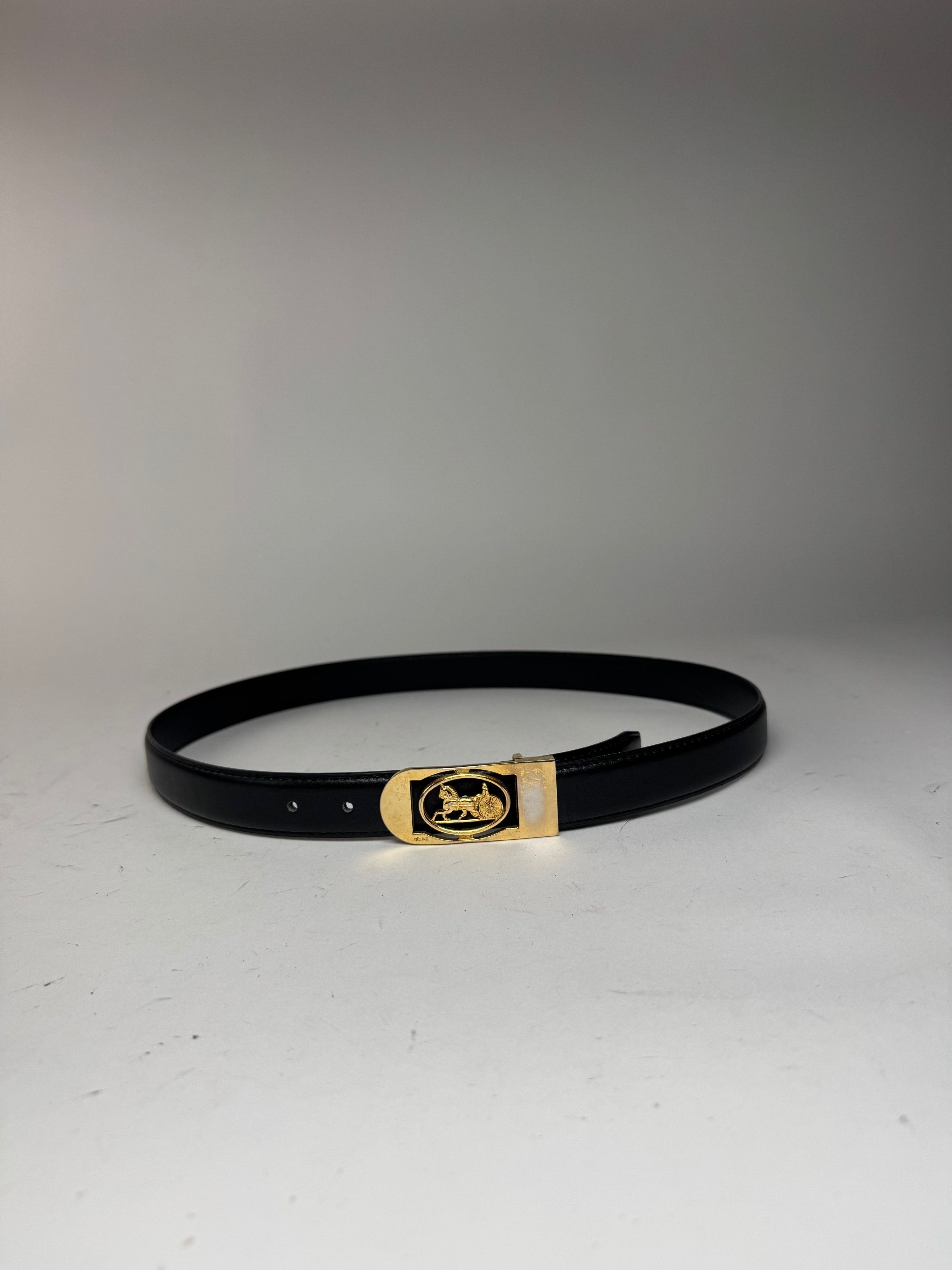 Celine Vintage Paris Leather Belt Black Size ONE SIZE - 5 Thumbnail