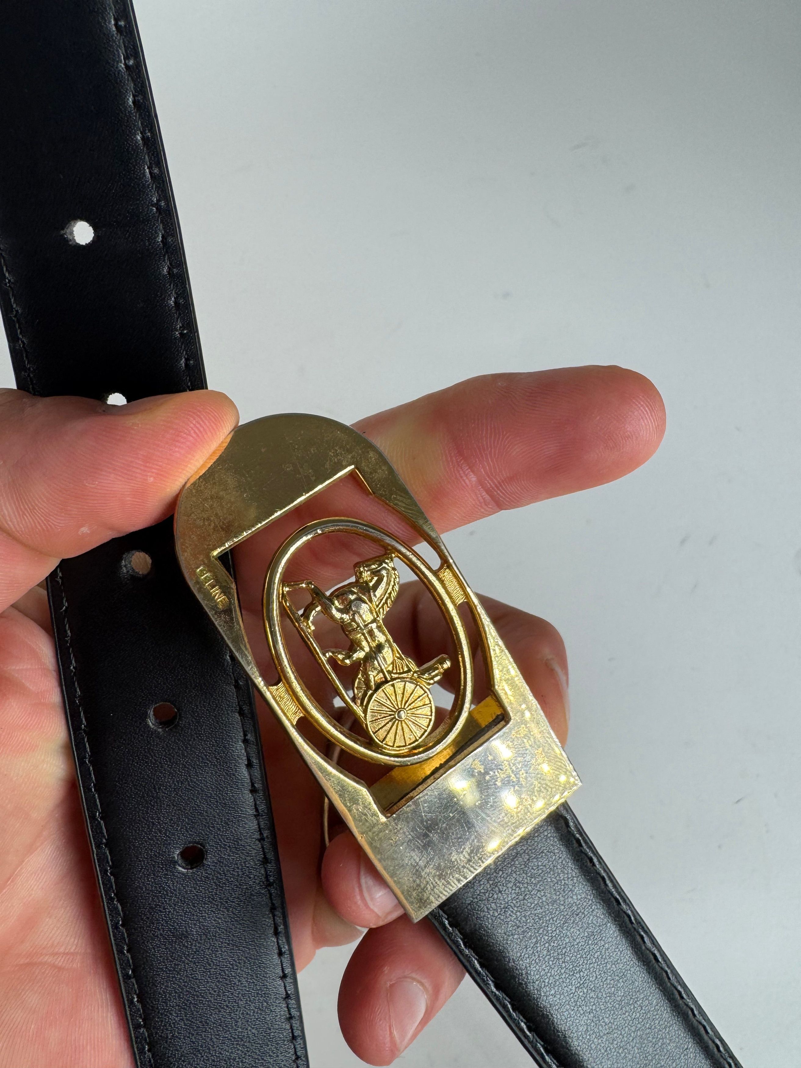 Celine Vintage Paris Leather Belt Black Size ONE SIZE - 6 Thumbnail