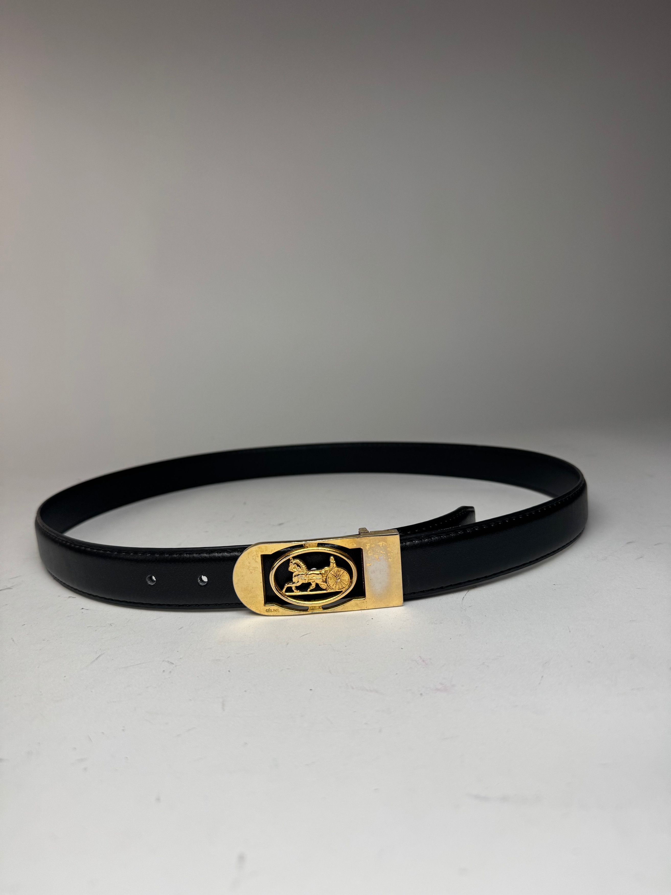 Celine Vintage Paris Leather Belt Black Size ONE SIZE - 9 Thumbnail