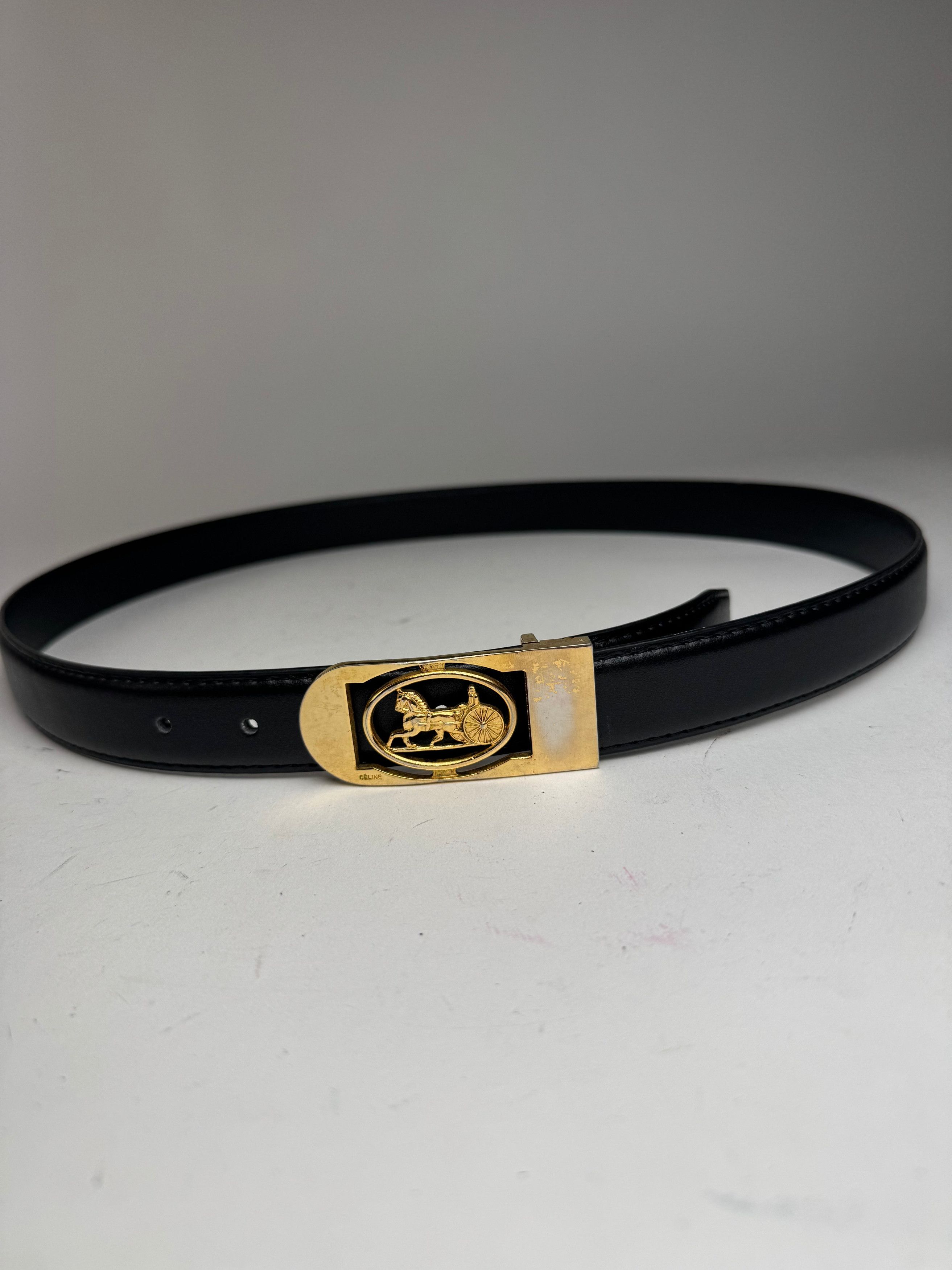 Celine Vintage Paris Leather Belt Black Size ONE SIZE - 2 Thumbnail