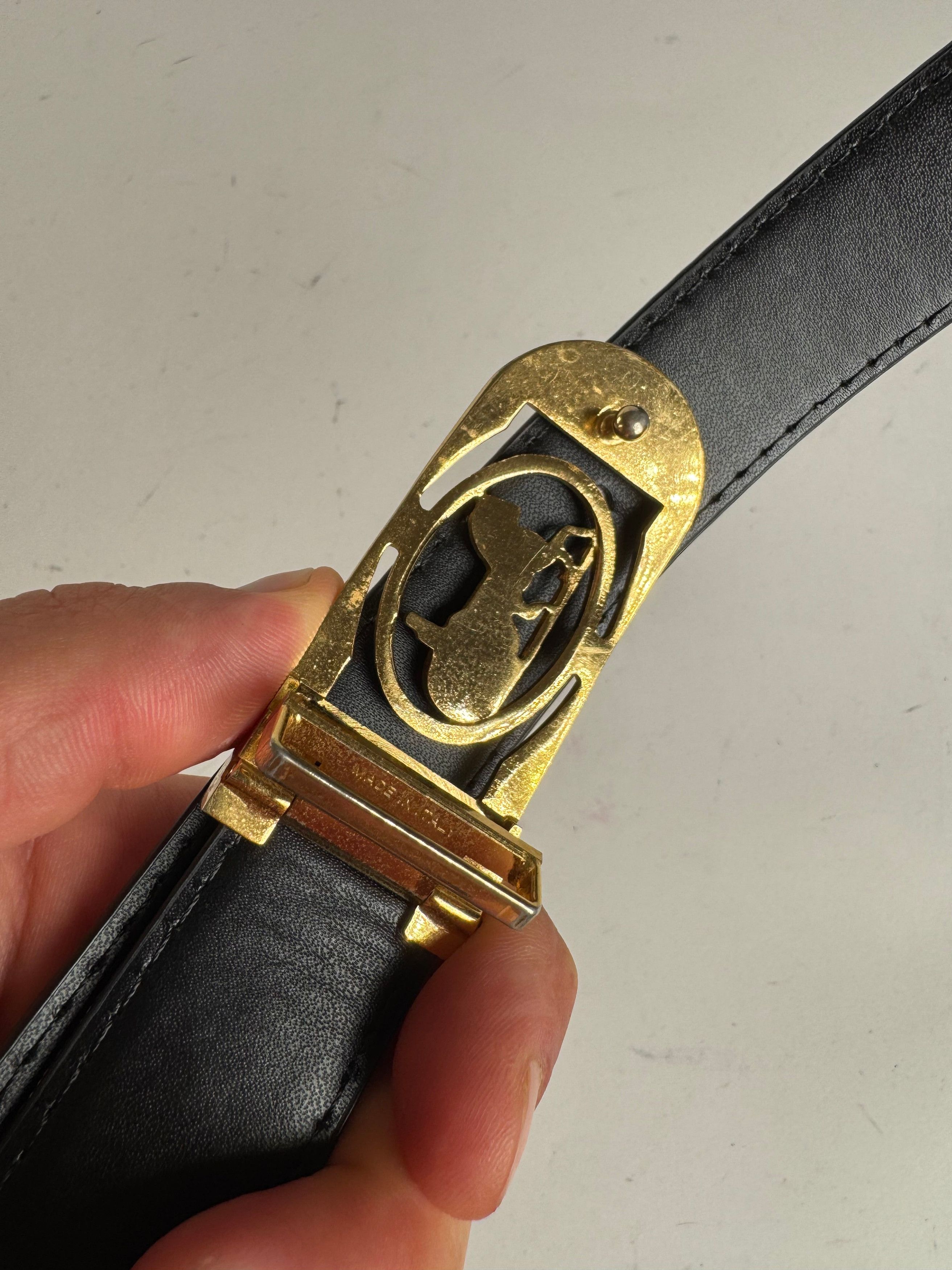 Celine Vintage Paris Leather Belt Black Size ONE SIZE - 4 Thumbnail