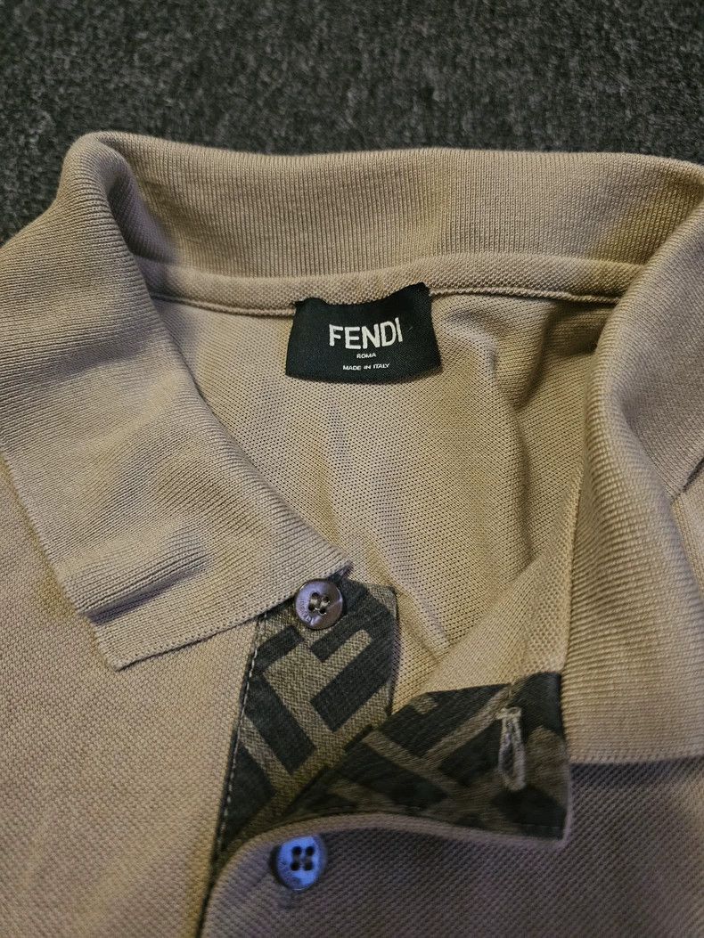 Fendi Fendi Beige Short Sleeve Polo Shirt-yf Size US XL / EU 56 / 4 - 2 Thumbnail