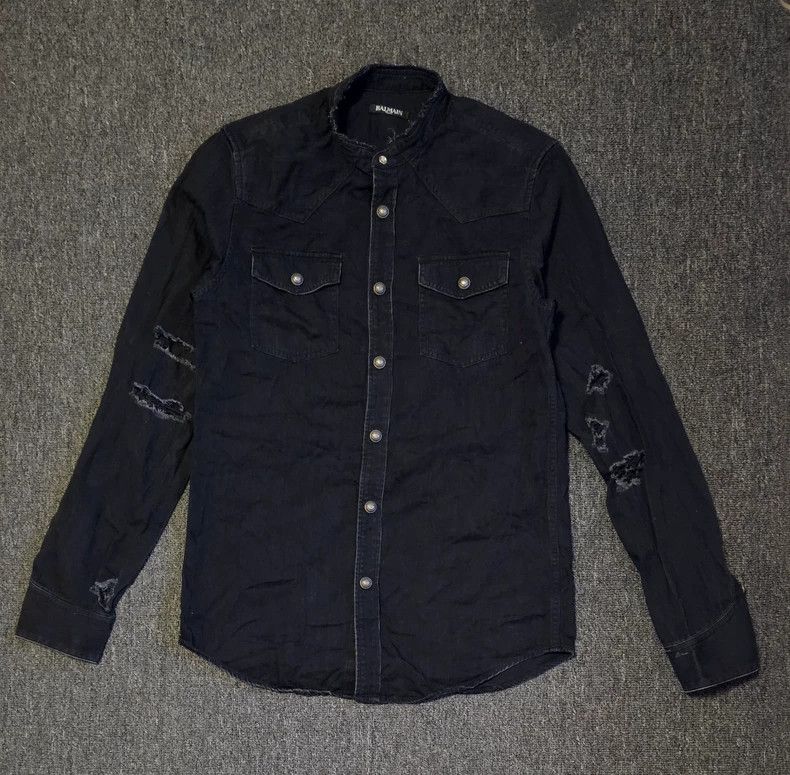 Balmain Balmain Paris Distressed Men's Shirt-yf Size US M / EU 48-50 / 2 - 2 Thumbnail
