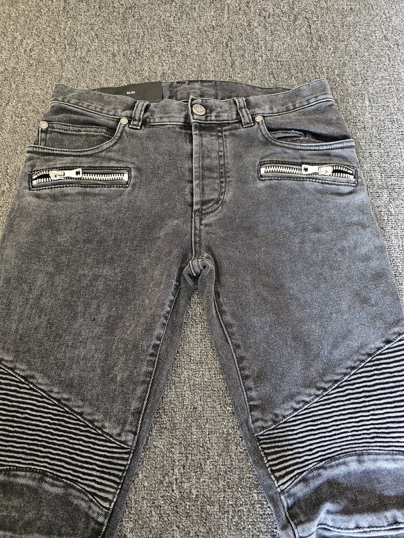 Balmain Balmain Men's Moto Style Denim Jeans-yf Size US 29 - 2 Thumbnail