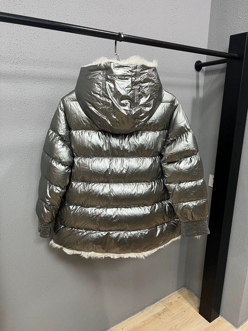 Moncler Moncler Silver Fur Trimmed Down Jacket-yf Size US M / EU 48-50 / 2 - 2 Thumbnail