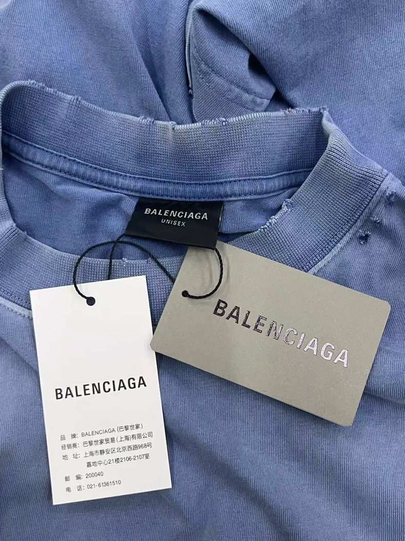Balenciaga Balenciaga Blue Letter Print Short Sleeve T-shirt-yf Size US L / EU 52-54 / 3 - 5 Thumbnail