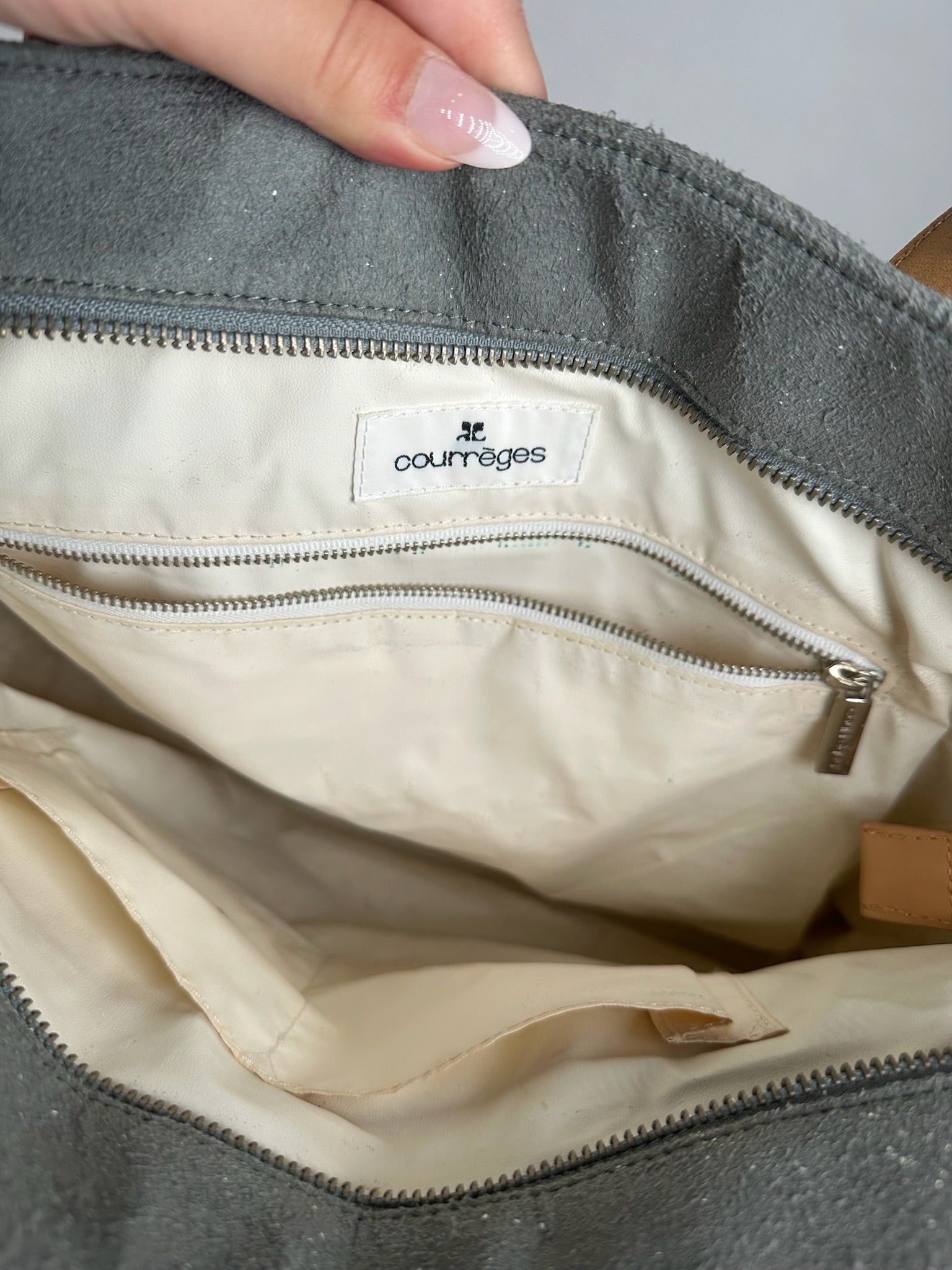Courreges Vintage Suede Shopper gray Size ONE SIZE - 5 Thumbnail