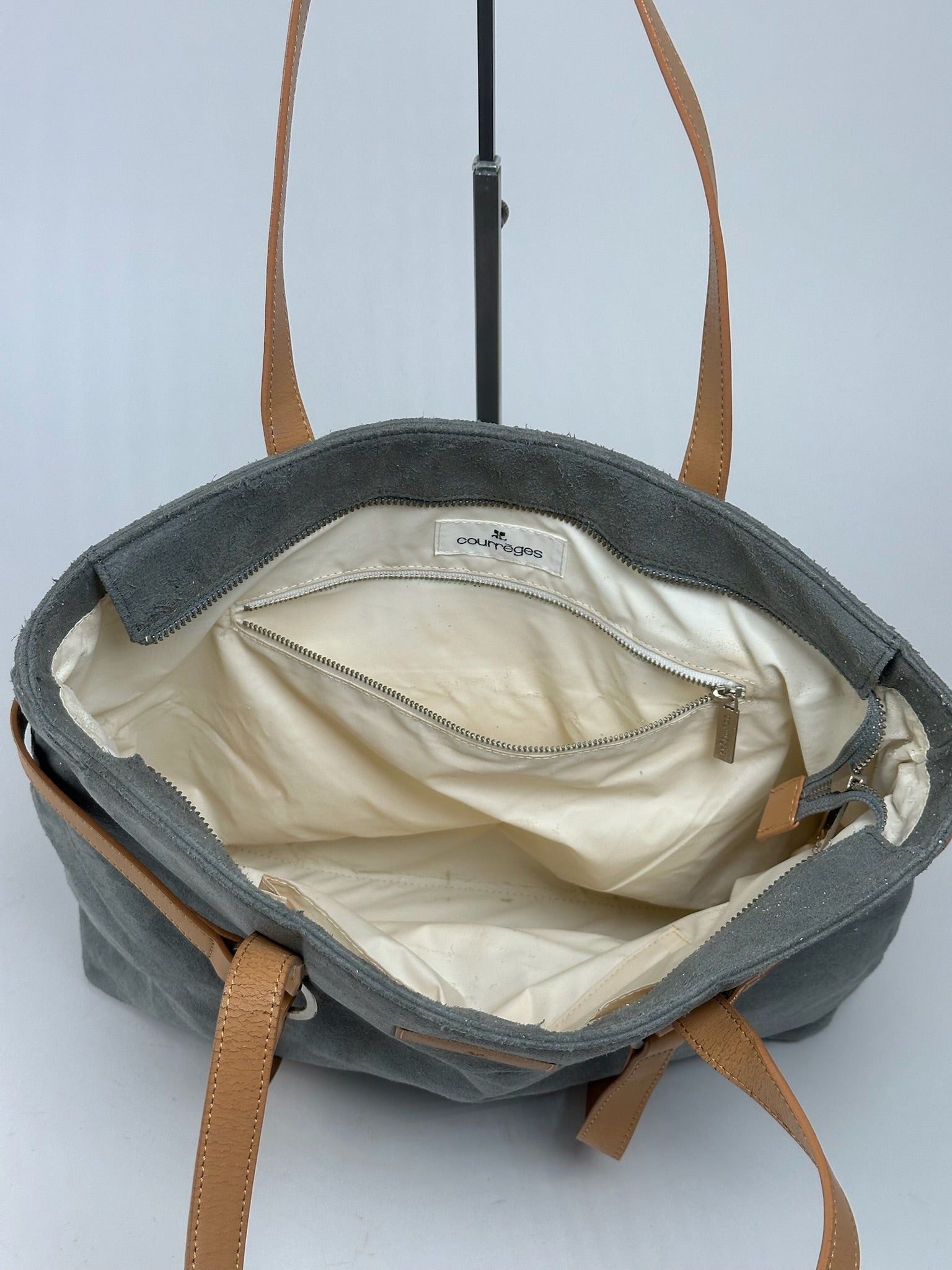 Courreges Vintage Suede Shopper gray Size ONE SIZE - 13 Thumbnail