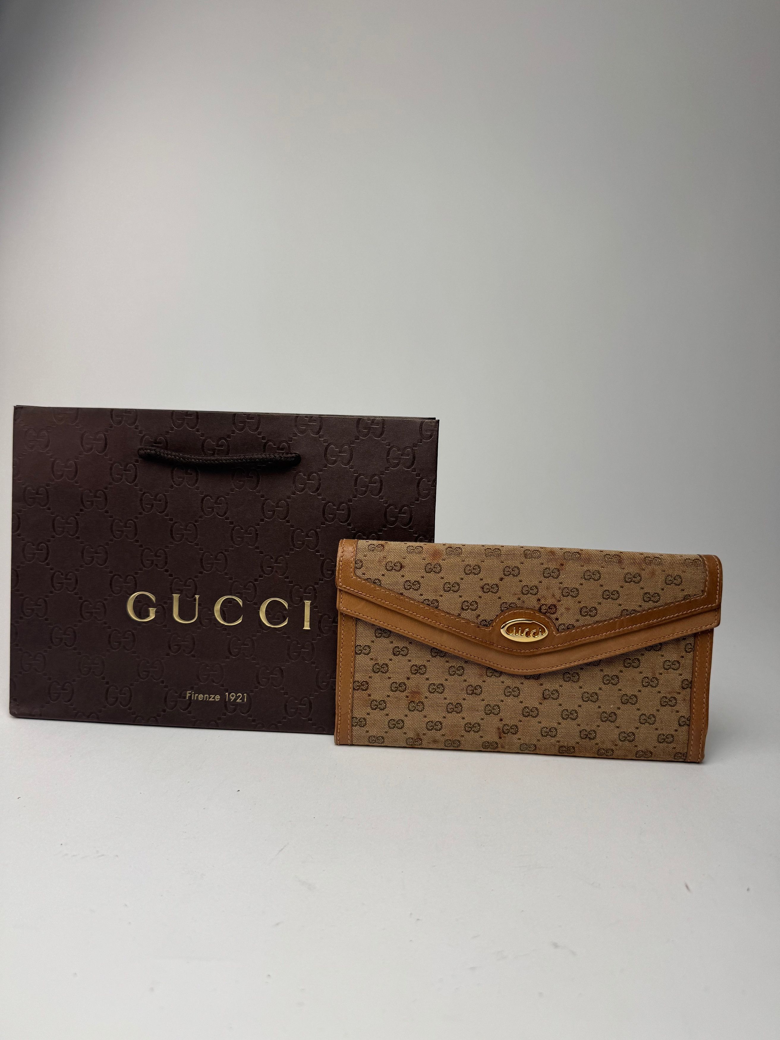 Gucci Vintage Monogram Leather Wallet beige Brown Size ONE SIZE - 3 Thumbnail