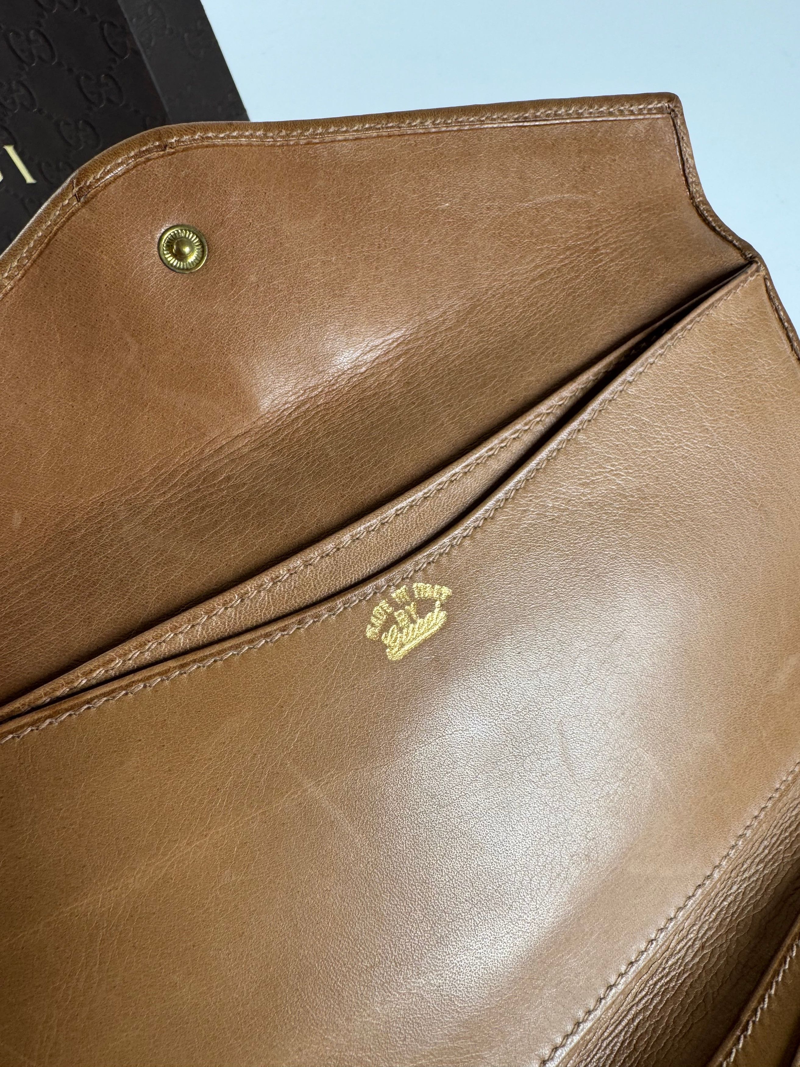 Gucci Vintage Monogram Leather Wallet beige Brown Size ONE SIZE - 8 Thumbnail