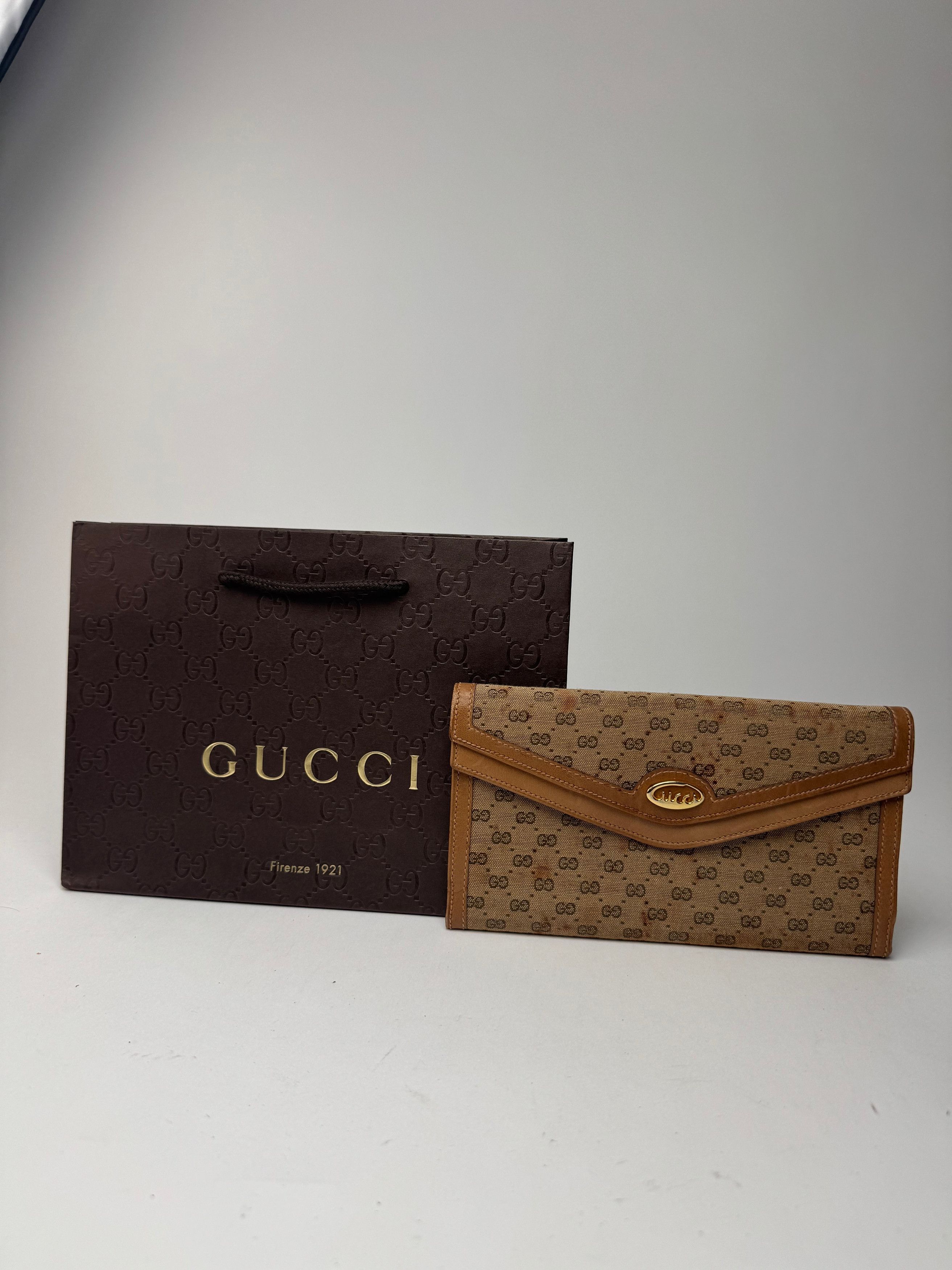 Gucci Vintage Monogram Leather Wallet beige Brown Size ONE SIZE - 12 Thumbnail
