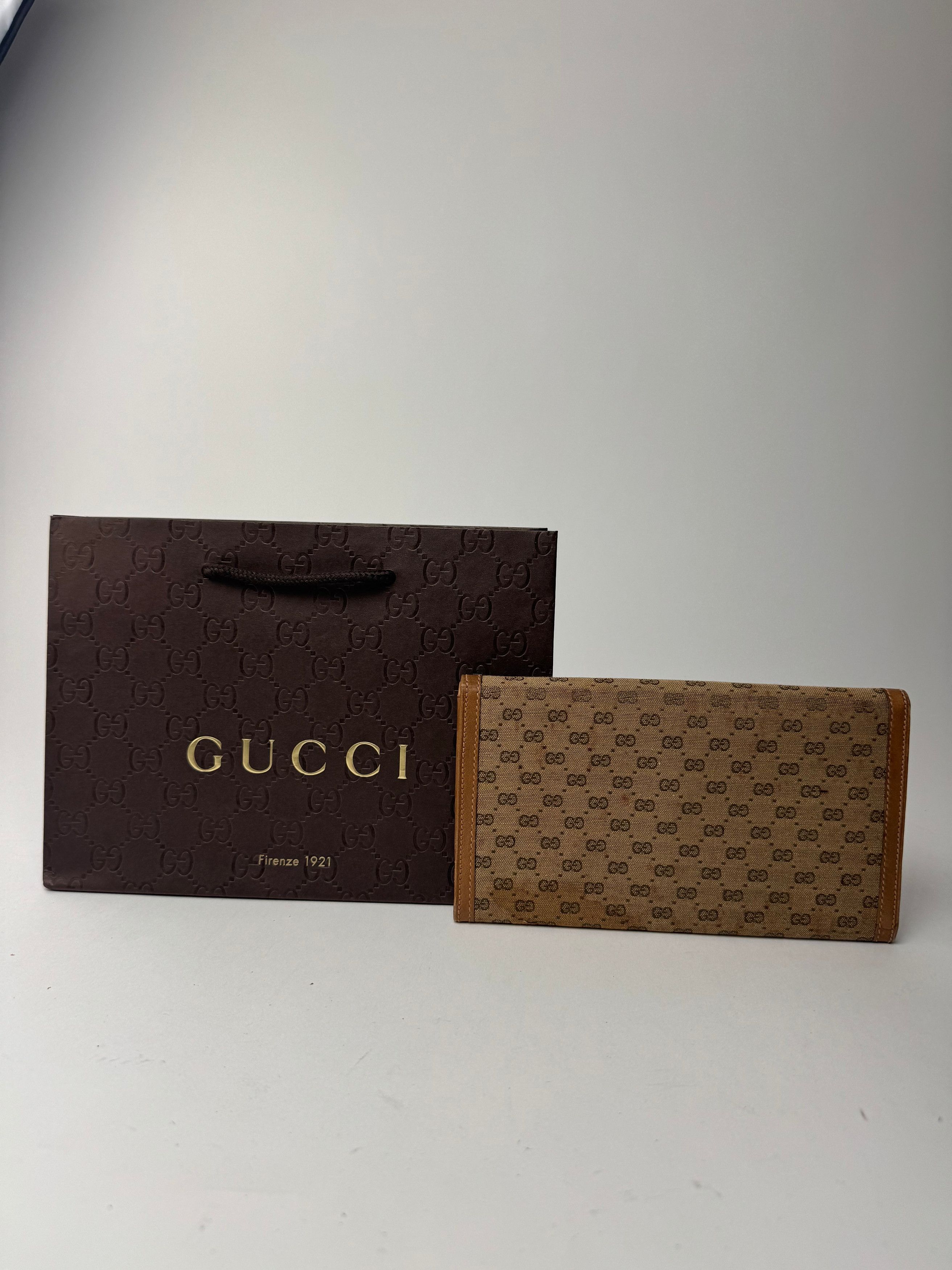 Gucci Vintage Monogram Leather Wallet beige Brown Size ONE SIZE - 2 Thumbnail