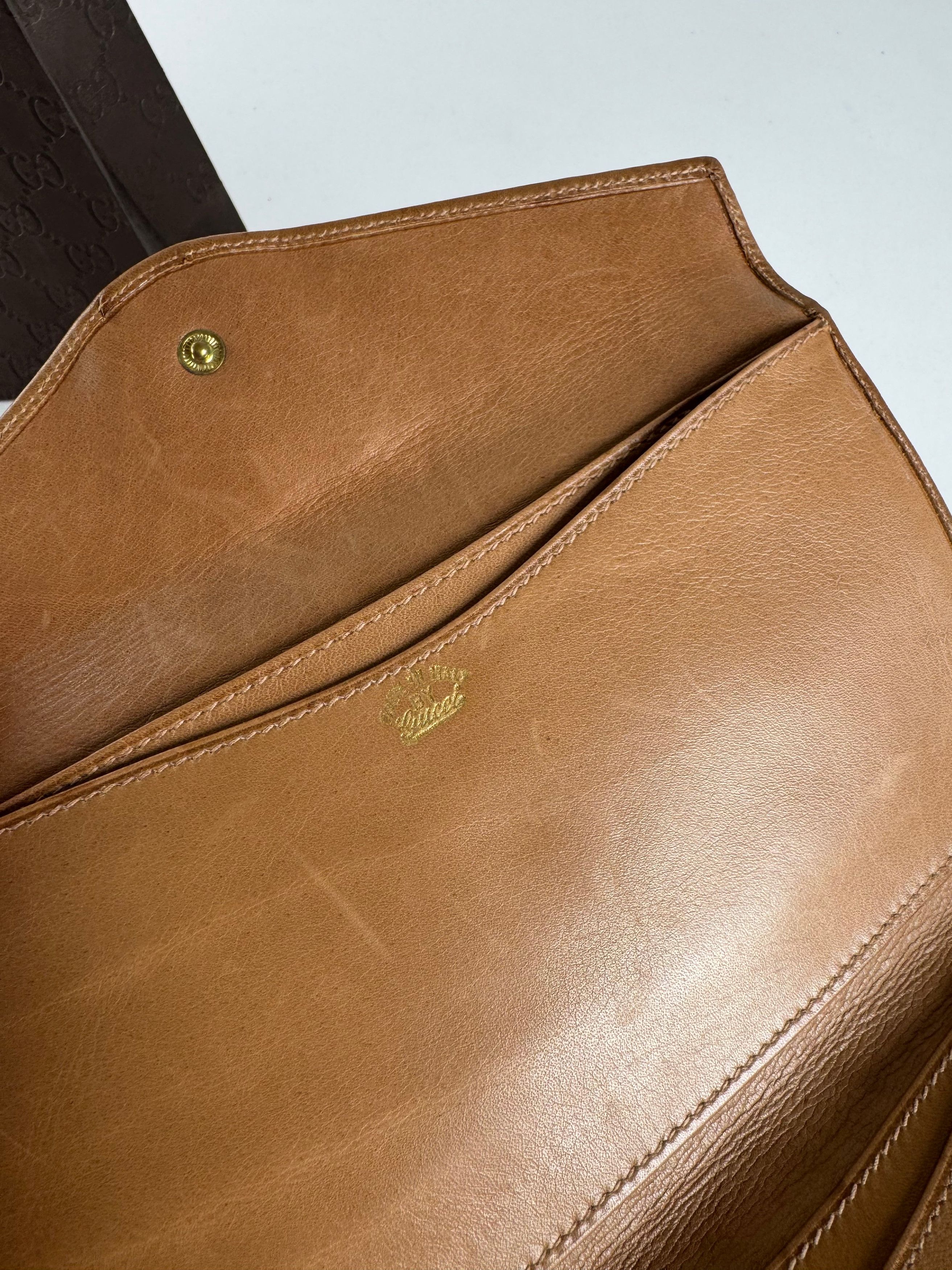 Gucci Vintage Monogram Leather Wallet beige Brown Size ONE SIZE - 5 Thumbnail