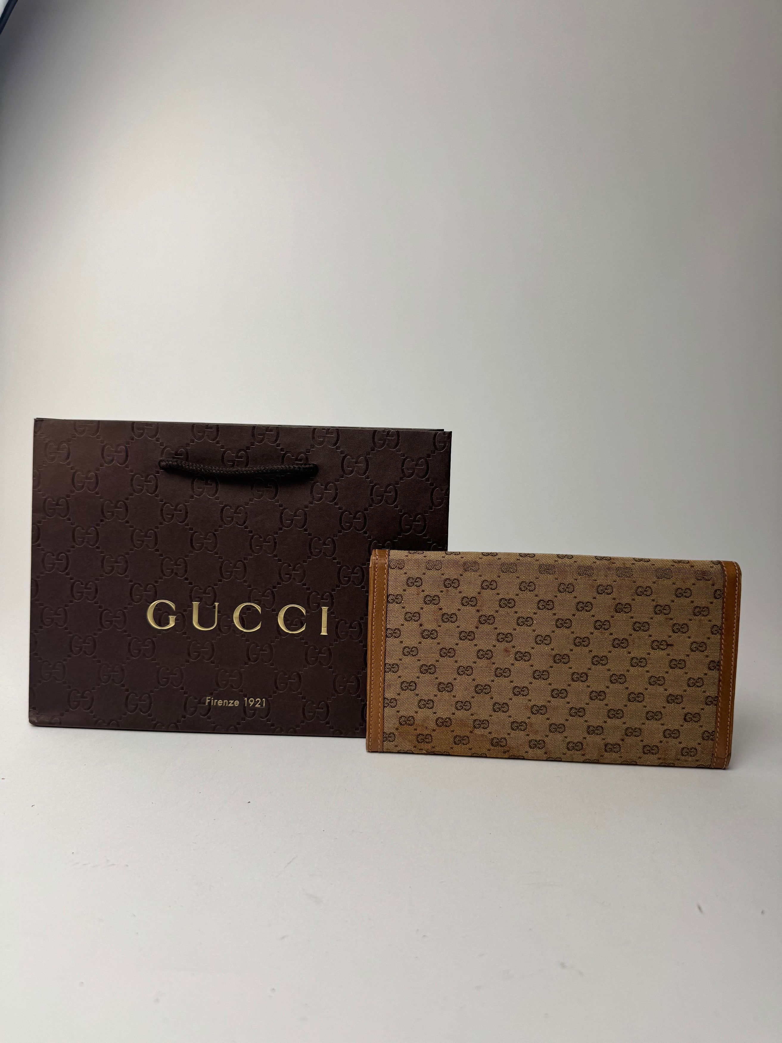 Gucci Vintage Monogram Leather Wallet beige Brown Size ONE SIZE - 13 Thumbnail
