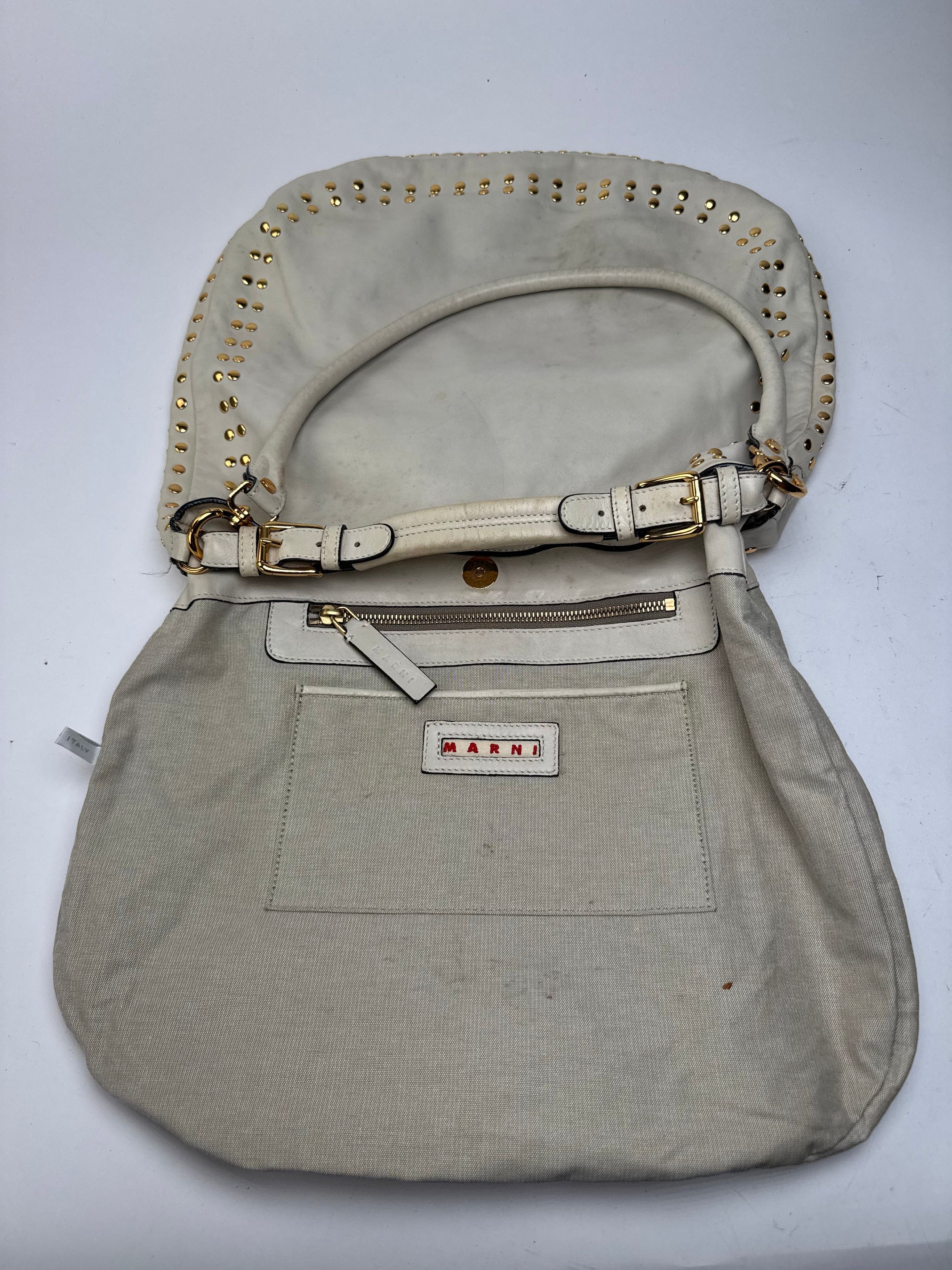 Marni Vintage Suede Studded 2Way Bag white Size ONE SIZE - 4 Thumbnail
