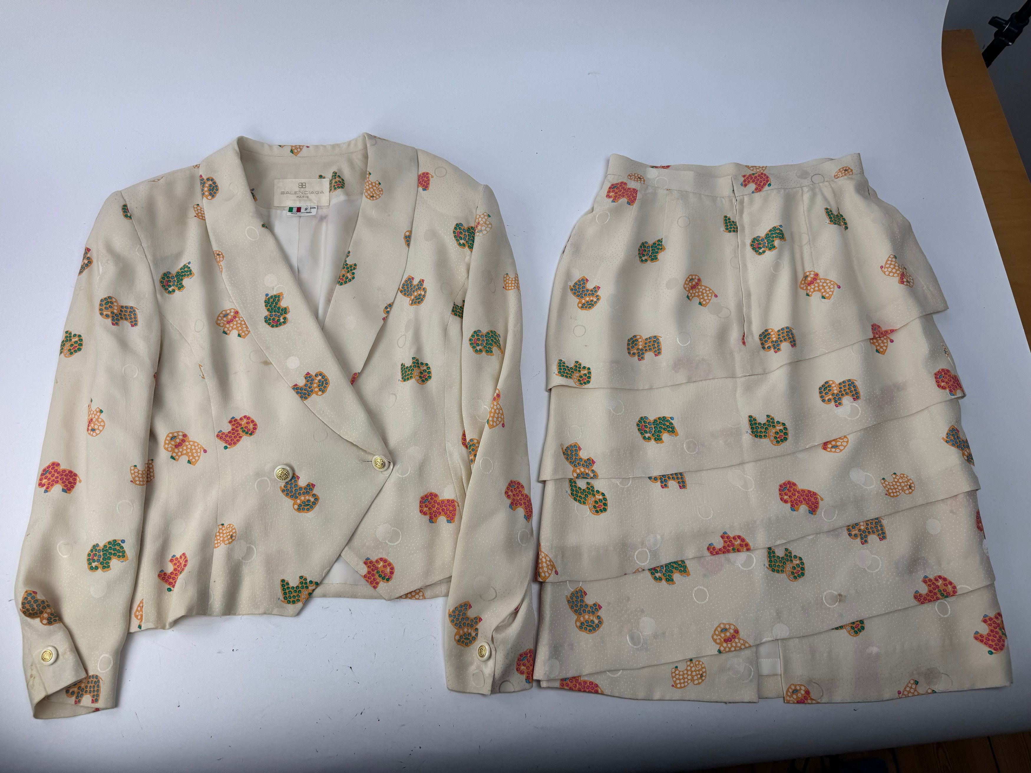 Balenciaga Vintage Silk Twin Set Beige Size M / US 6-8 / IT 42-44 - 4 Thumbnail