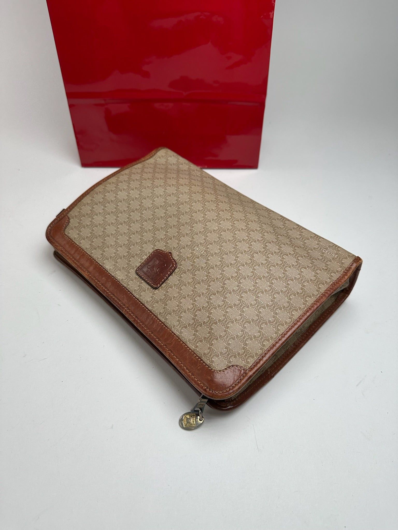 Celine Vintage Paris leather clutch beige Size ONE SIZE - 8 Thumbnail