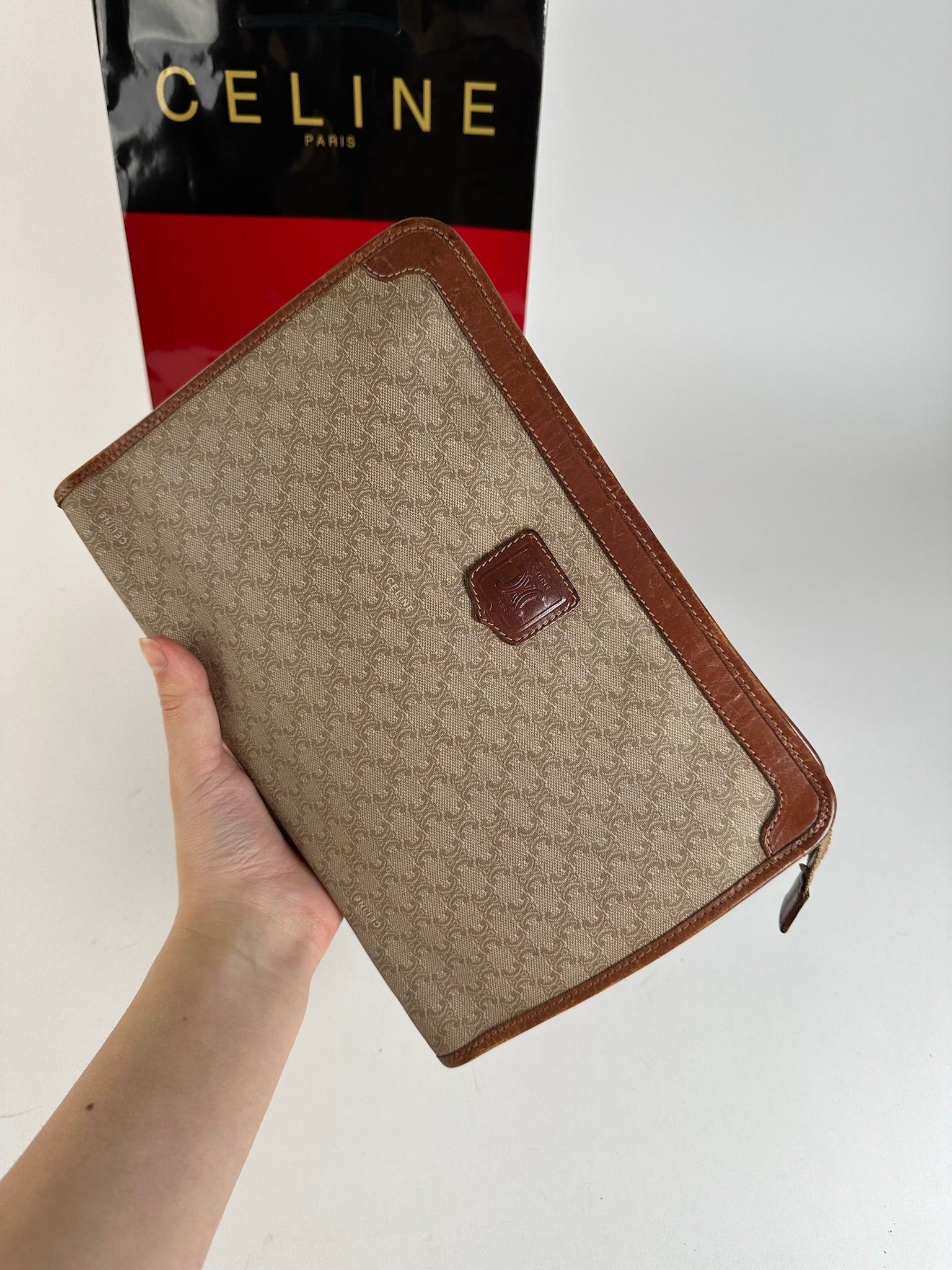 Celine Vintage Paris leather clutch beige Size ONE SIZE - 7 Thumbnail