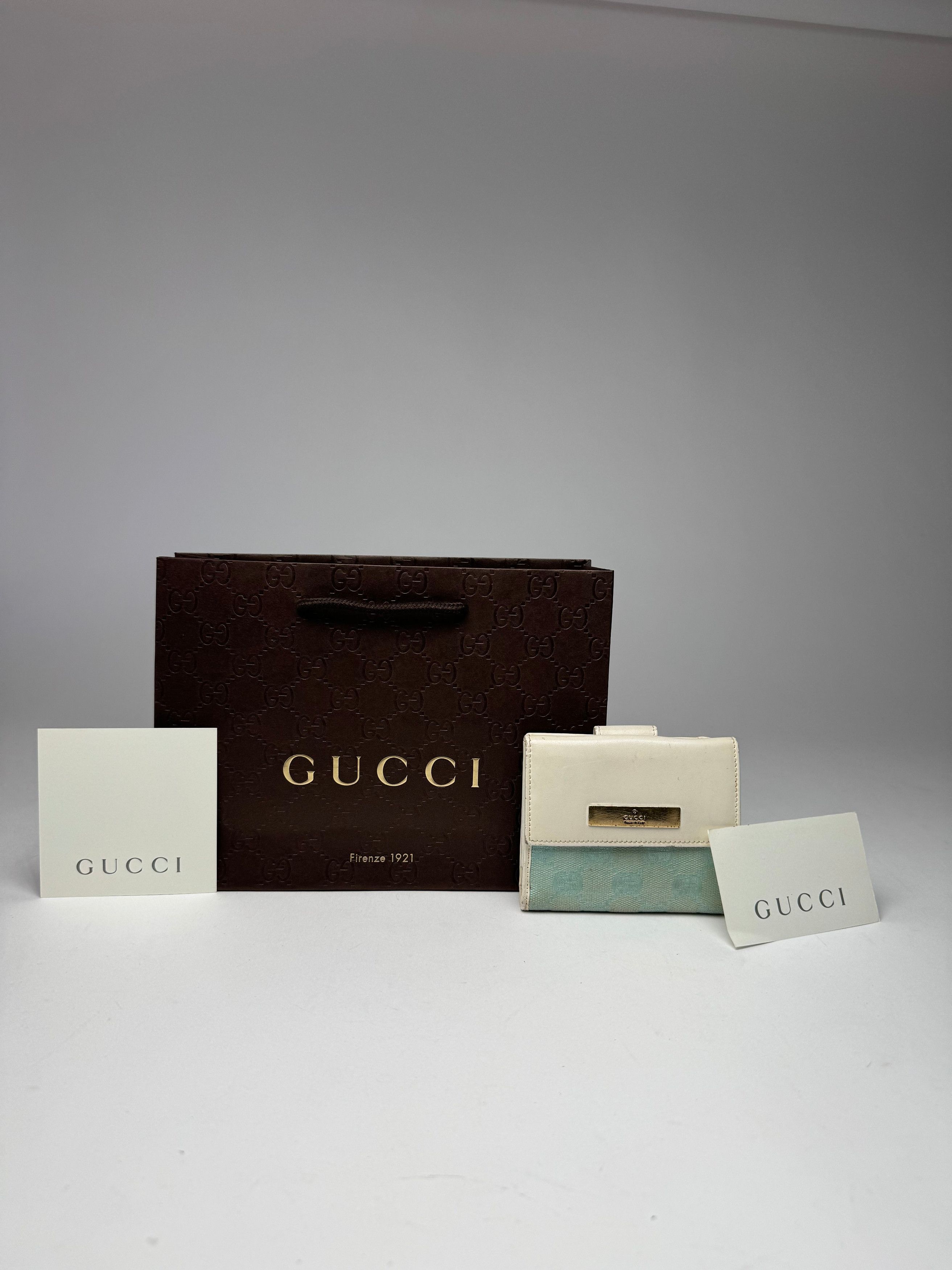 Gucci Vintage Monogram Leather Wallet white turquoise Size ONE SIZE - 11 Thumbnail