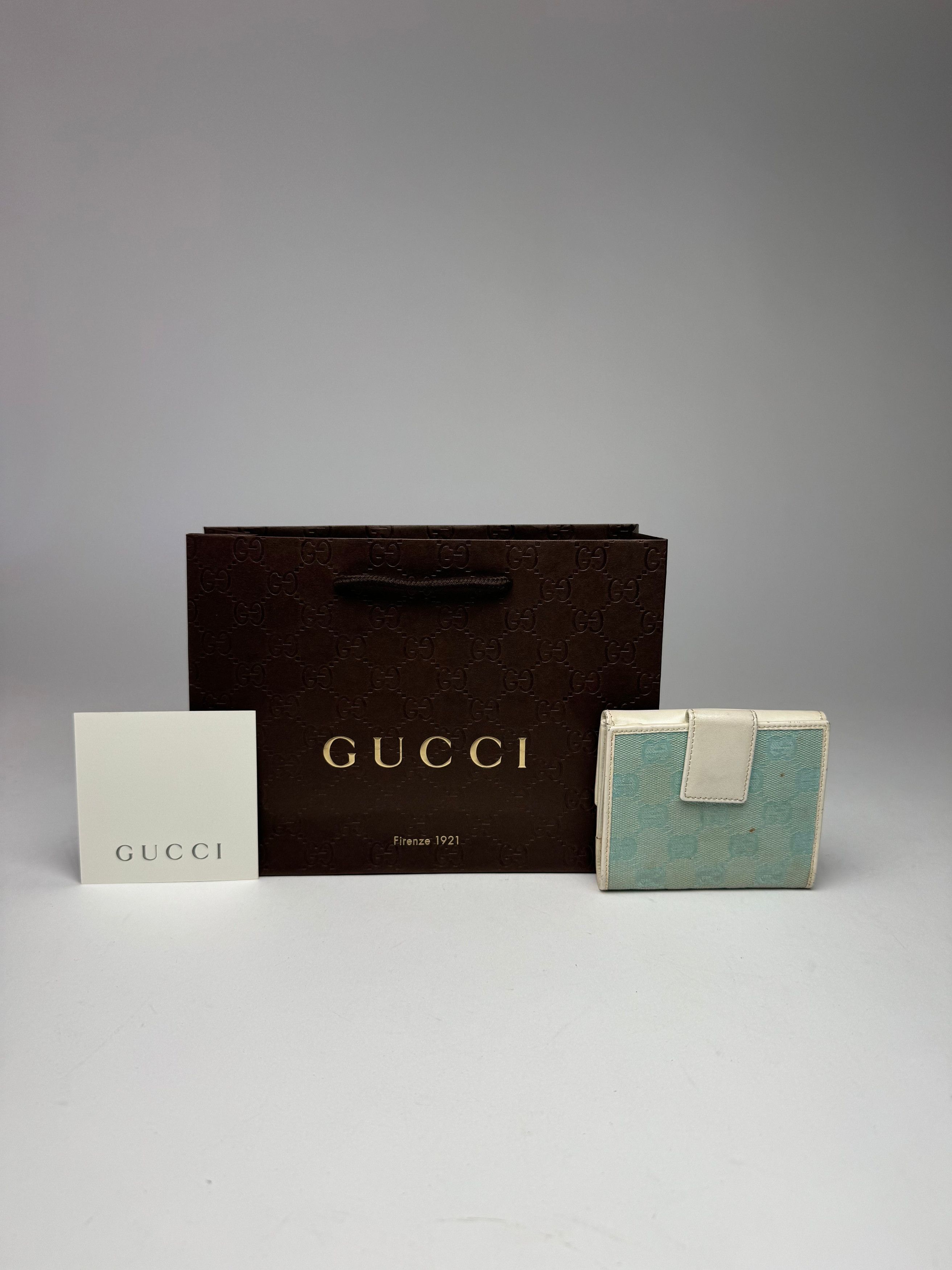 Gucci Vintage Monogram Leather Wallet white turquoise Size ONE SIZE - 9 Thumbnail