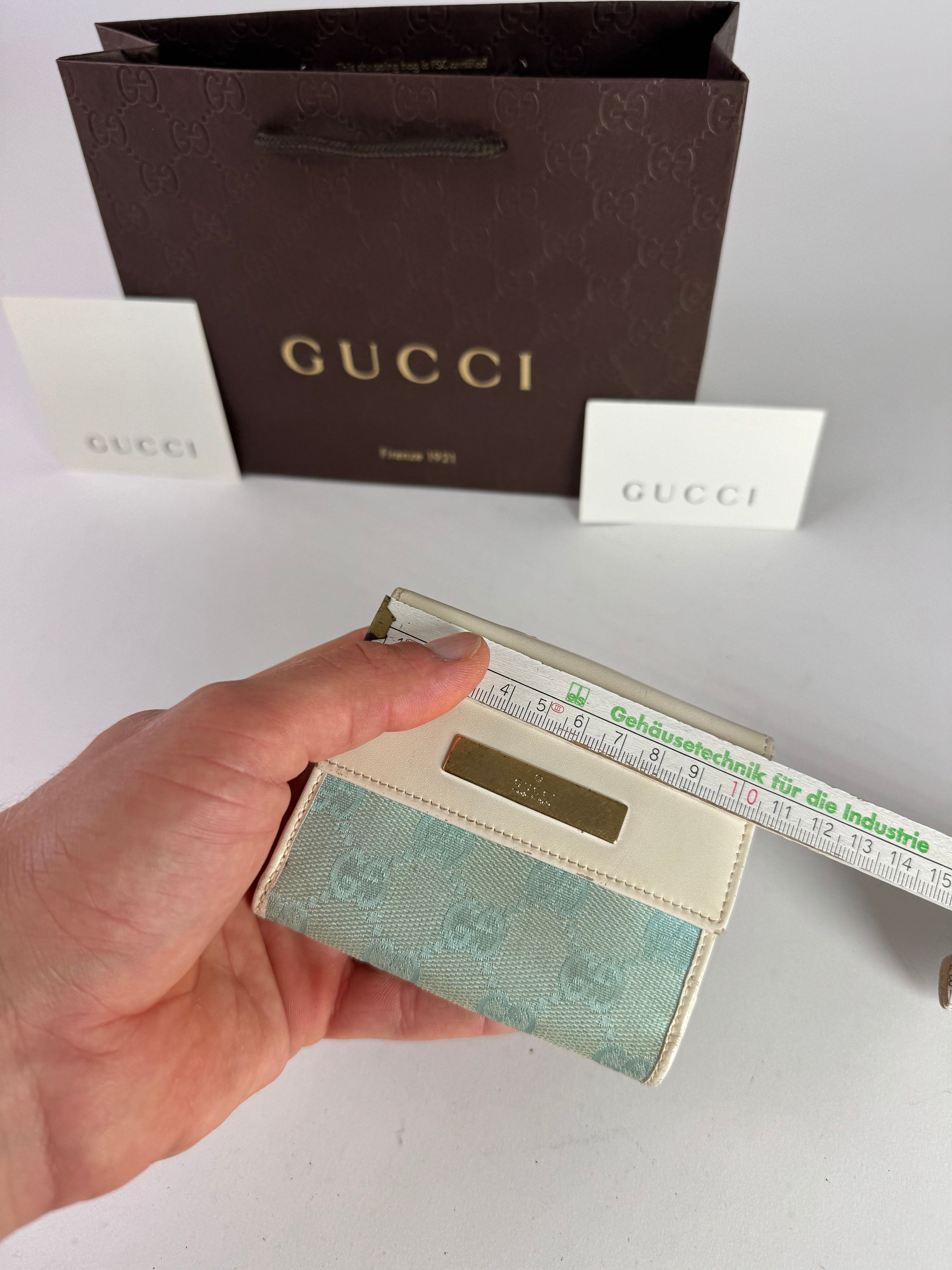 Gucci Vintage Monogram Leather Wallet white turquoise Size ONE SIZE - 4 Thumbnail