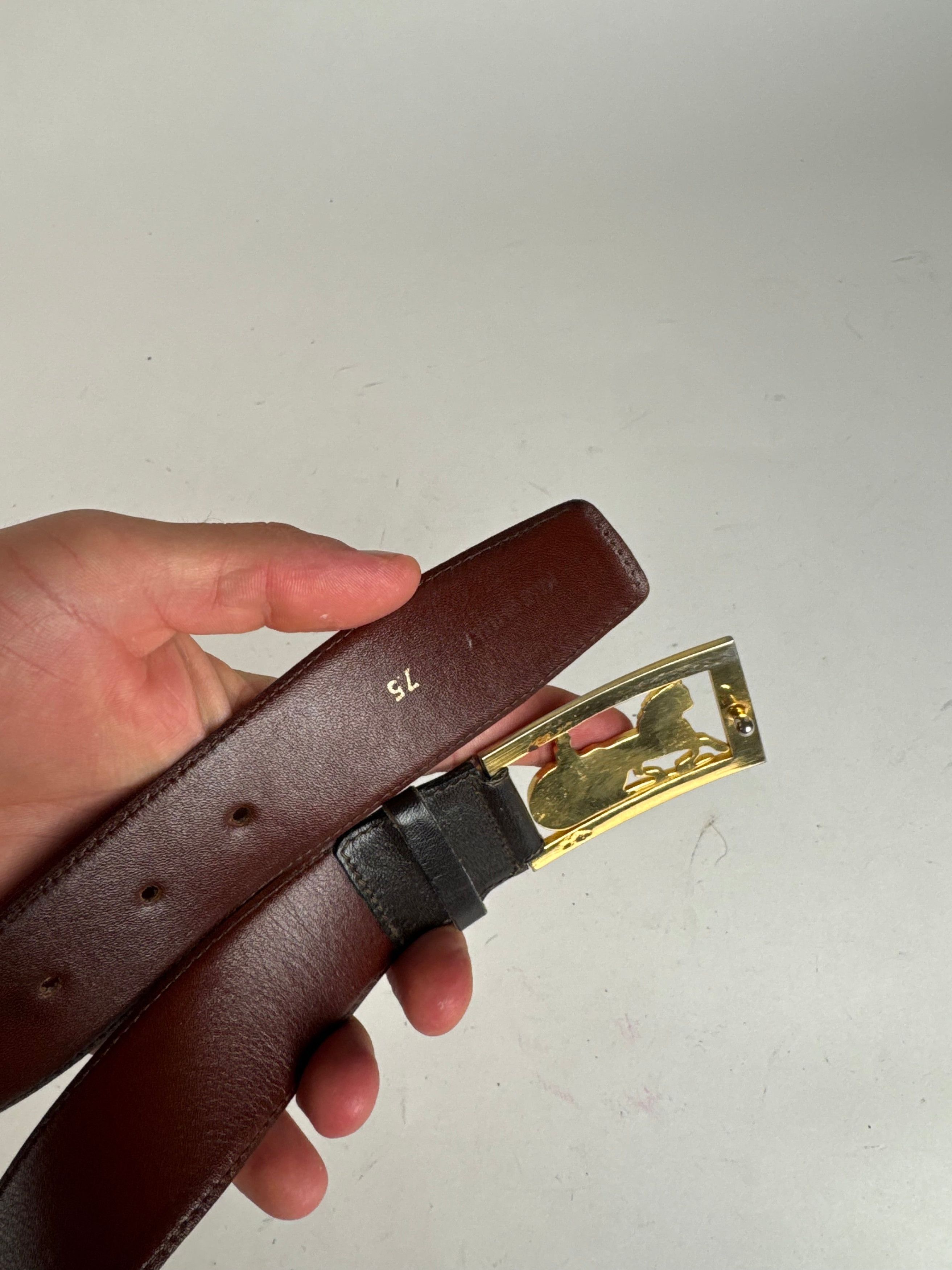 Celine Vintage Paris Leather Belt Black burgundy Size ONE SIZE - 7 Thumbnail