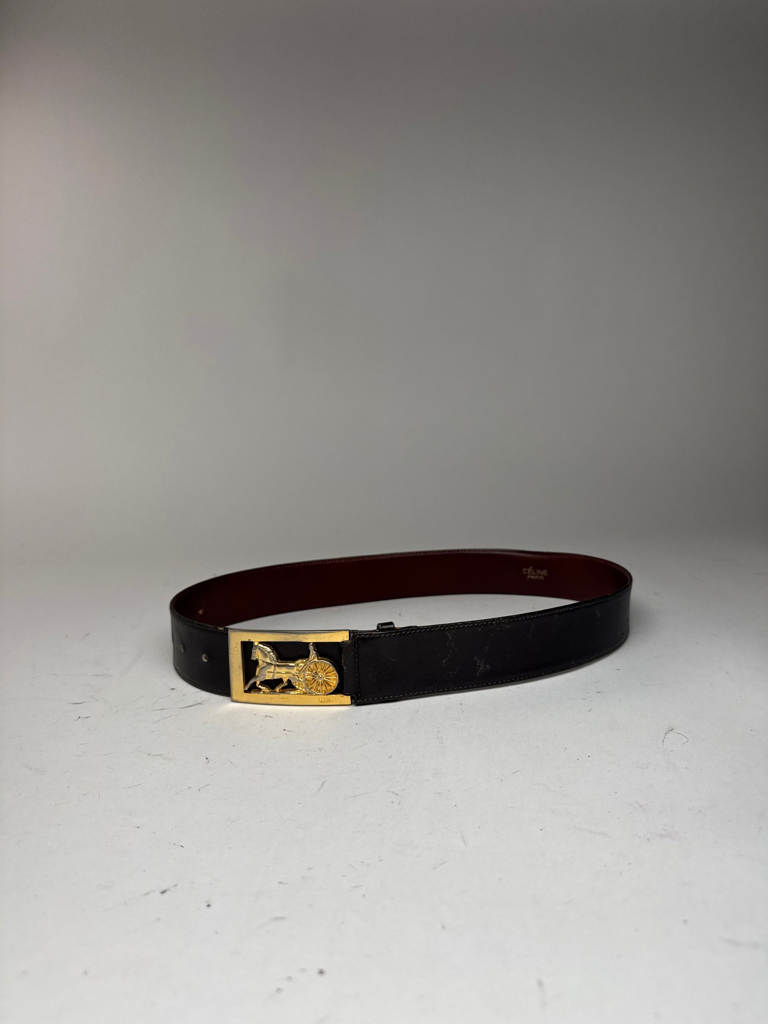 Celine Vintage Paris Leather Belt Black burgundy Size ONE SIZE - 6 Thumbnail