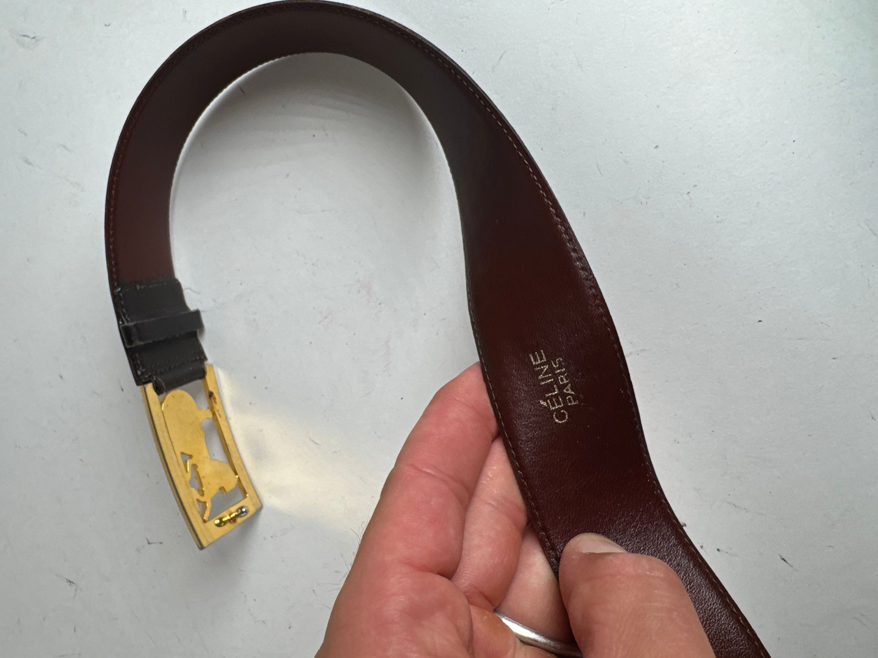 Celine Vintage Paris Leather Belt Black burgundy Size ONE SIZE - 9 Thumbnail