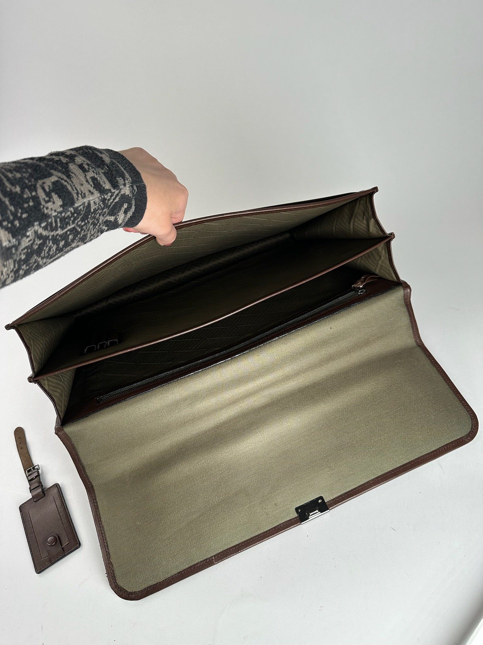 Givenchy Vintage Leather canvas Briefcase khaki brown Size ONE SIZE - 8 Thumbnail