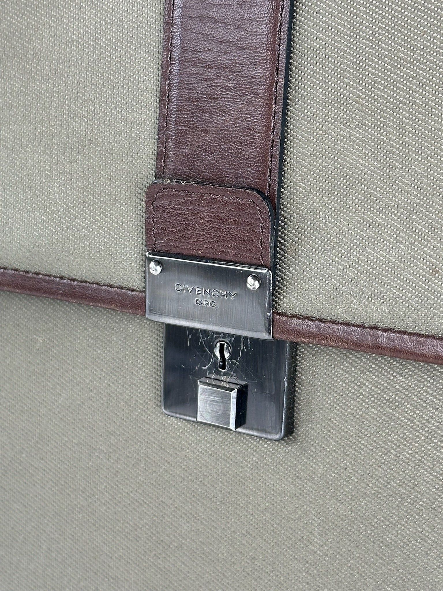 Givenchy Vintage Leather canvas Briefcase khaki brown Size ONE SIZE - 11 Thumbnail