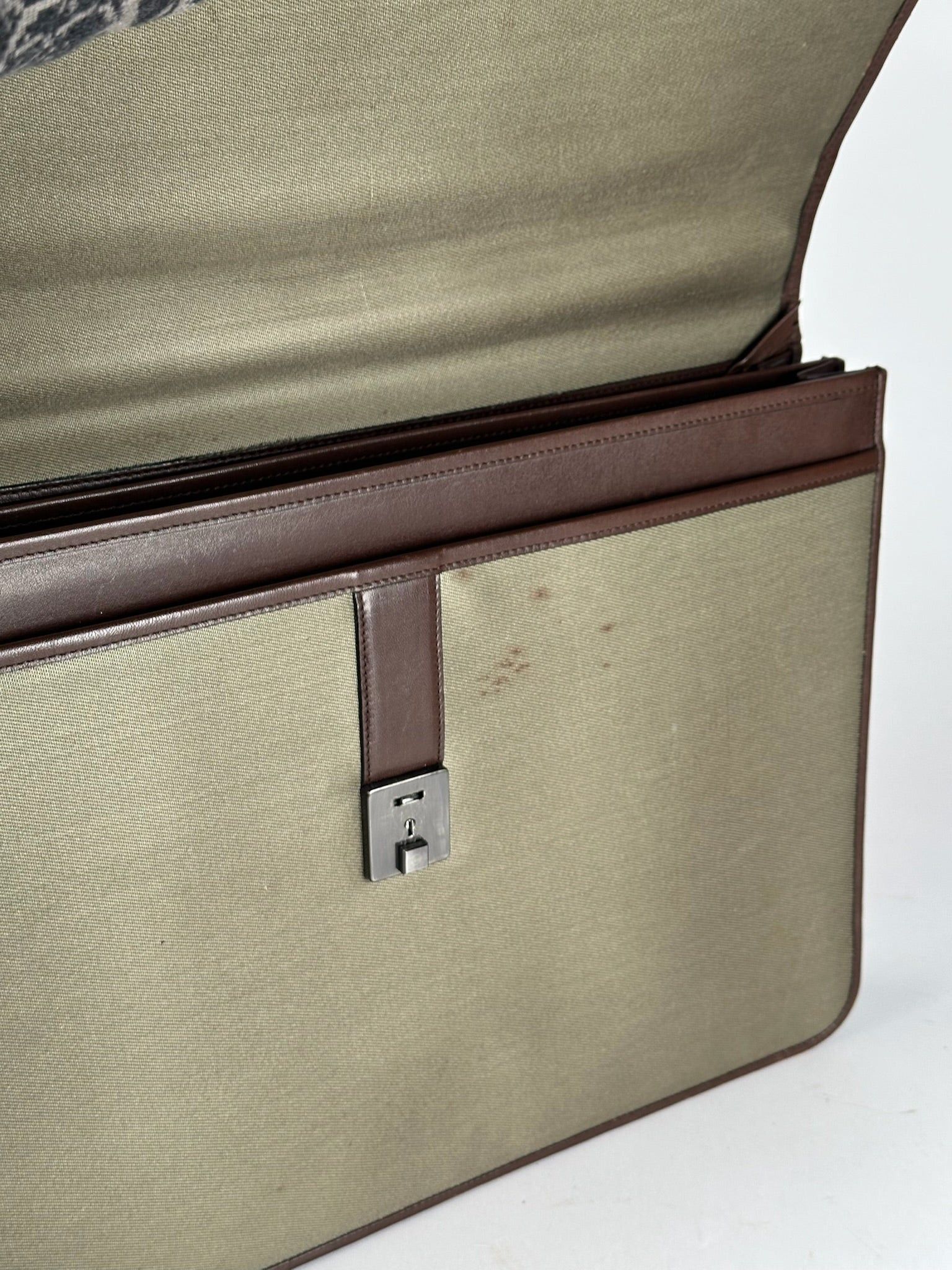 Givenchy Vintage Leather canvas Briefcase khaki brown Size ONE SIZE - 4 Thumbnail