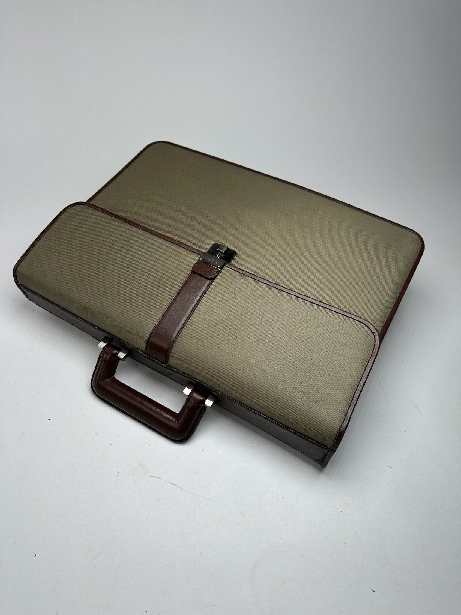 Givenchy Vintage Leather canvas Briefcase khaki brown Size ONE SIZE - 14 Thumbnail
