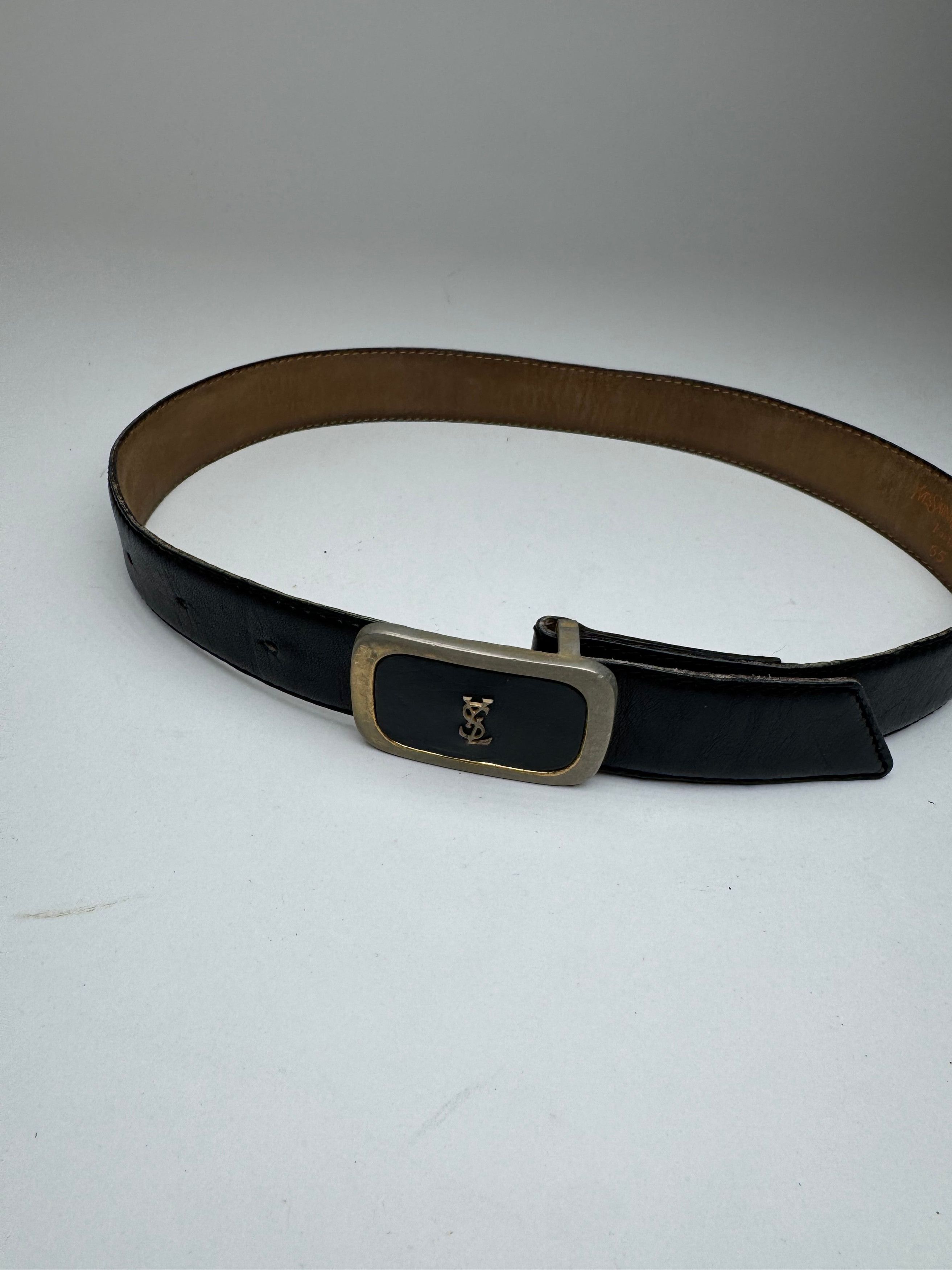 Other Vintage Yves Saint Laurent Leather Belt black Size ONE SIZE - 7 Thumbnail