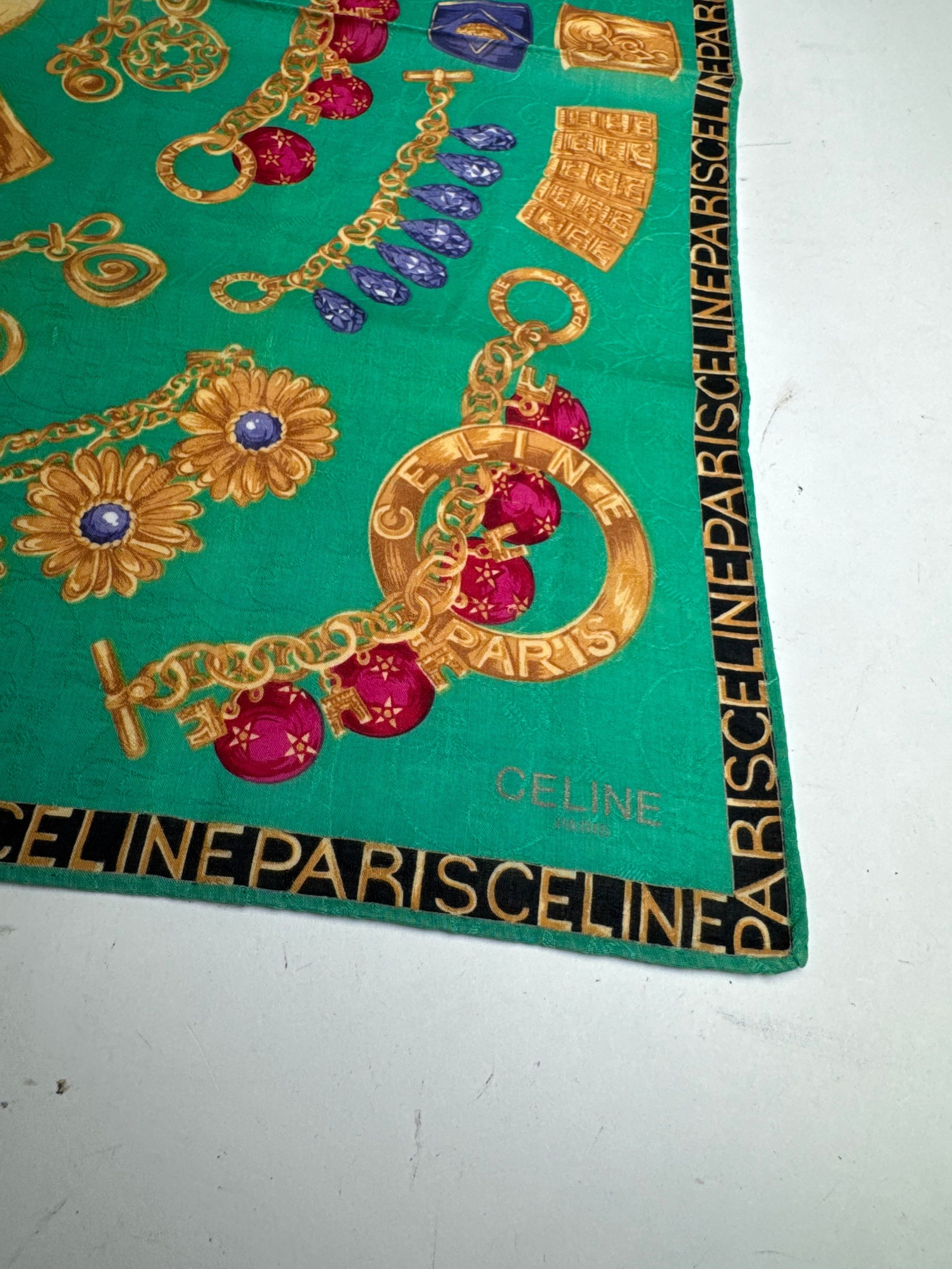 Celine Vintage Cartier Scarf Green Size ONE SIZE - 2 Thumbnail